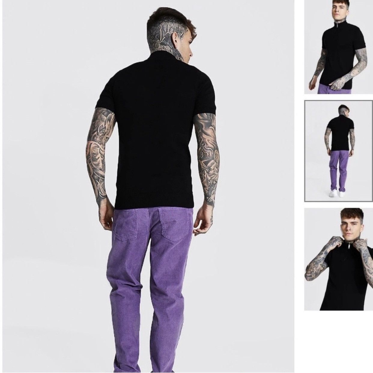 Asos ASOS Knitted Ribbed Half Zip T Shirt Size US XS / EU 42 / 0 - 6 Thumbnail