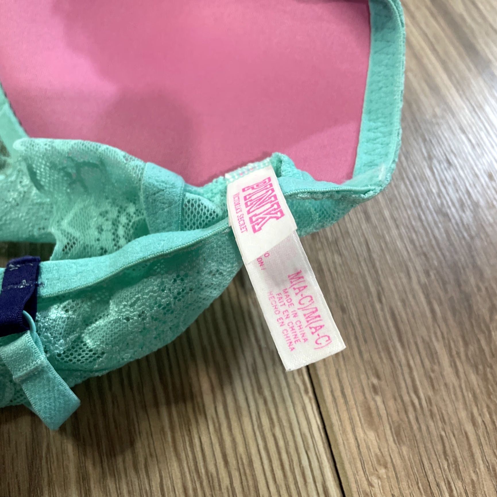 Victoria's Secret Victoria's Secret PINK Green Floral Lace Bralette Women Medium M Underwired Push Up Size ONE SIZE - 4 Thumbnail