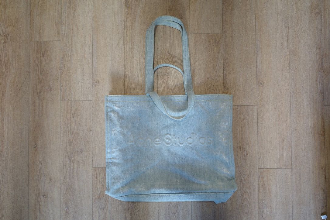 Acne Studios Distressed Denim Logo Shopper Tote Bag Size ONE SIZE - 2 Thumbnail
