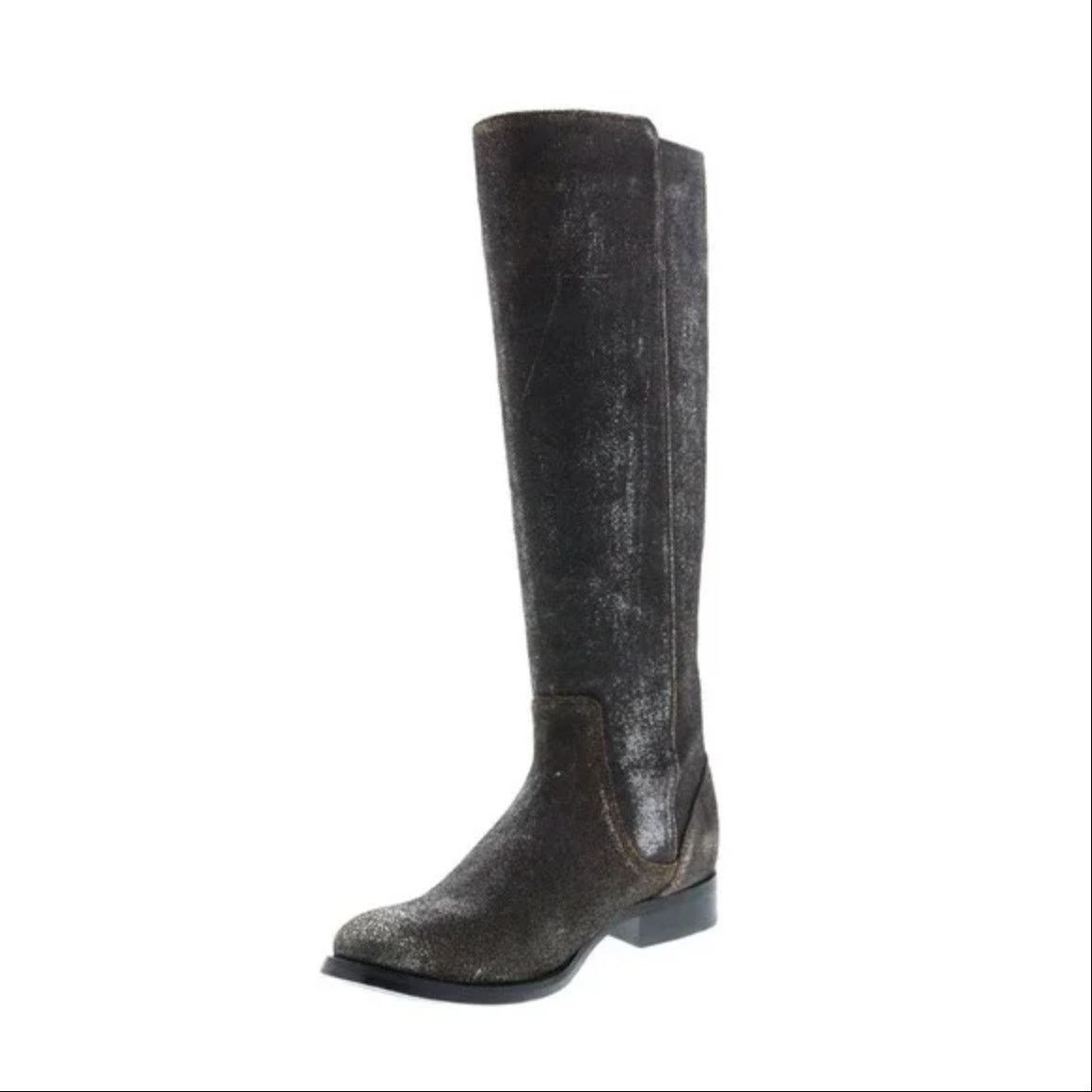 image of Frye Melissa Stud Leather Zipper Riding Boots Gray 6 in Silver, Women's