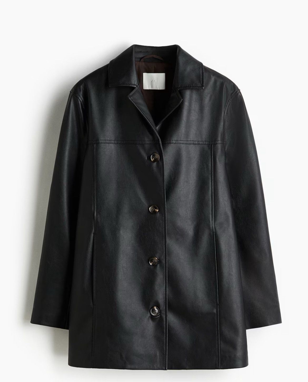 H&M H&M Black Coated Button Coat Size M / US 6-8 / IT 42-44 - 4 Thumbnail