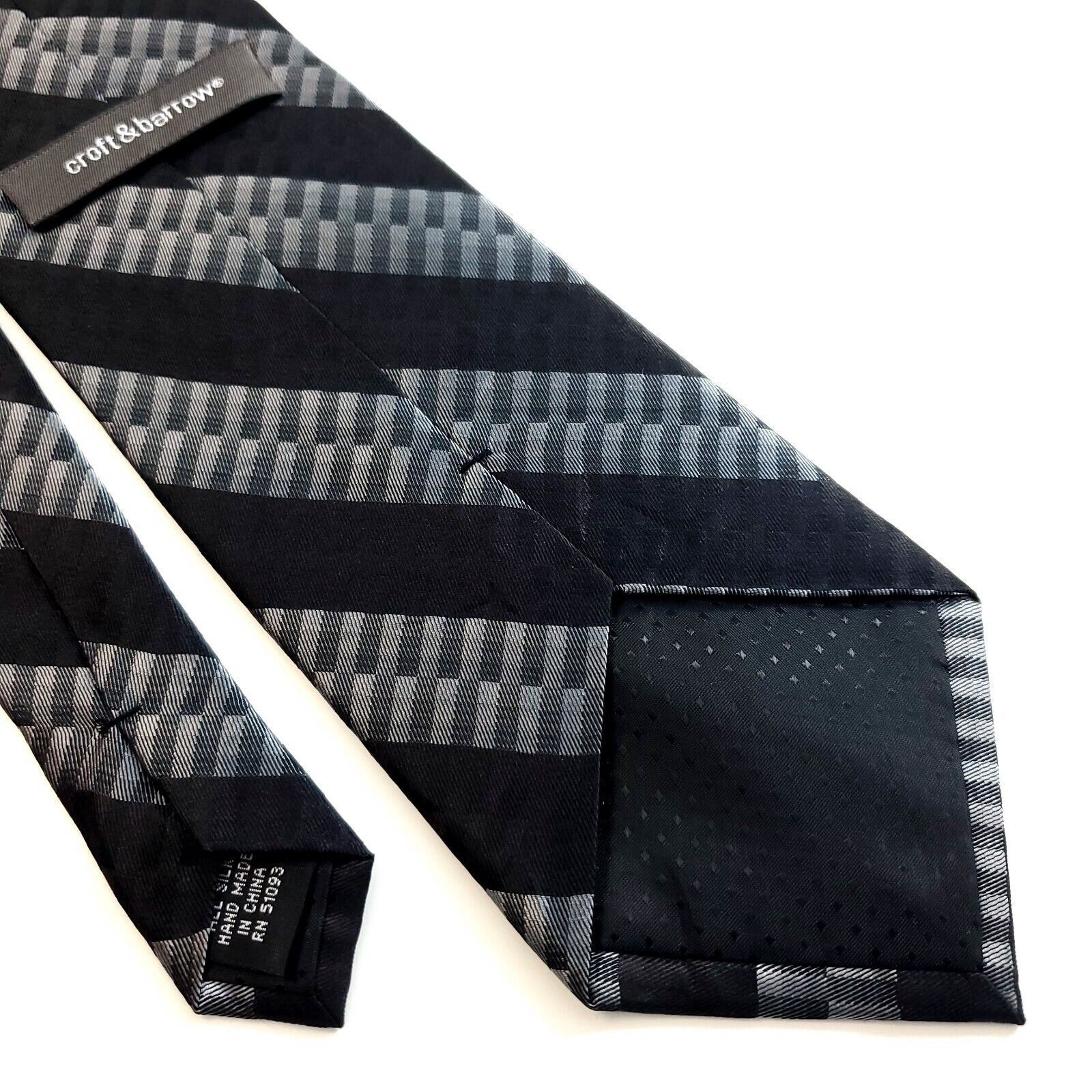 Croft & Barrow Croft & Barrow Black Gray Geometric Woven Silk Tie Size ONE SIZE - 5 Thumbnail