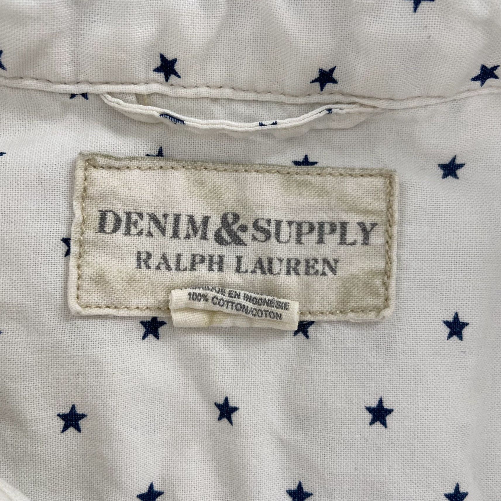 Ralph Lauren VINTAGE Denim & Supply Ralph Lauren Shirt Adult Extra Large White Star Button Short Sleeve Shirt XL White Stars Mens Size US XL / EU 56 / 4 - 5 Thumbnail