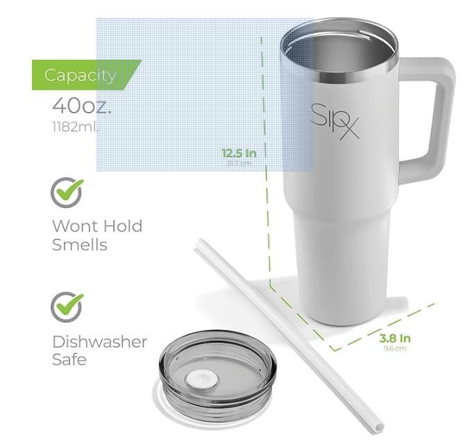 NBDN Nobrandedon Insulated Tumbler With Lid And Straw, 40oz. Handle Cold 12hr Size ONE SIZE - 6 Thumbnail