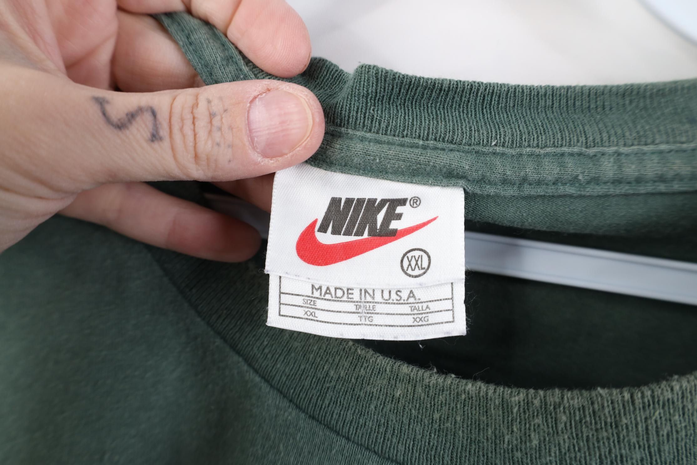 Nike Vintage 90s Nike Mini Swoosh Monochrome T-Shirt Green USA Size US XXL / EU 58 / 5 - 6 Thumbnail