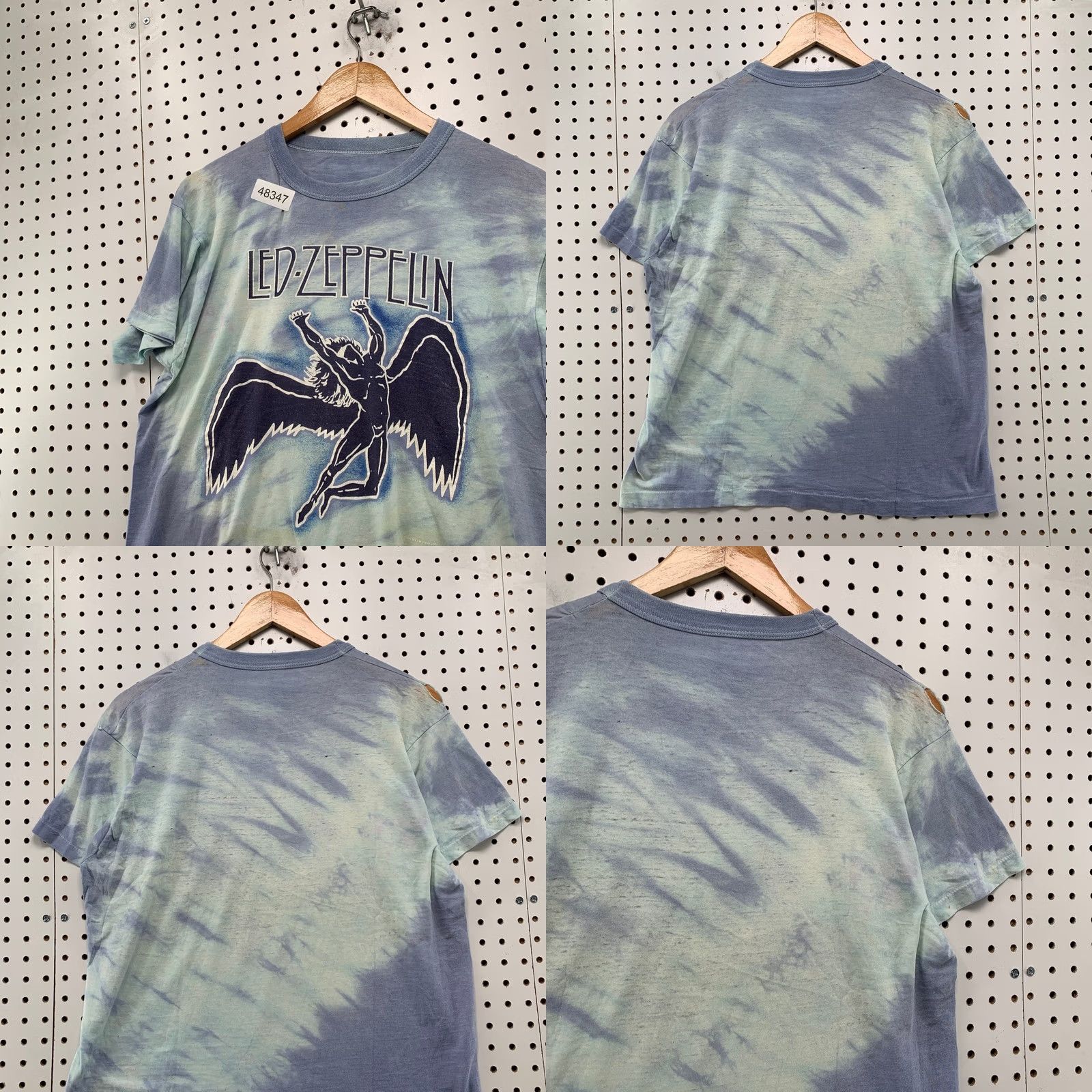 Vintage VINTAGE Led Zeppelin Graphic T Shirt Mens XL Blue Tie Dye Icarus Swan Song Rock Size US XL / EU 56 / 4 - 10 Thumbnail