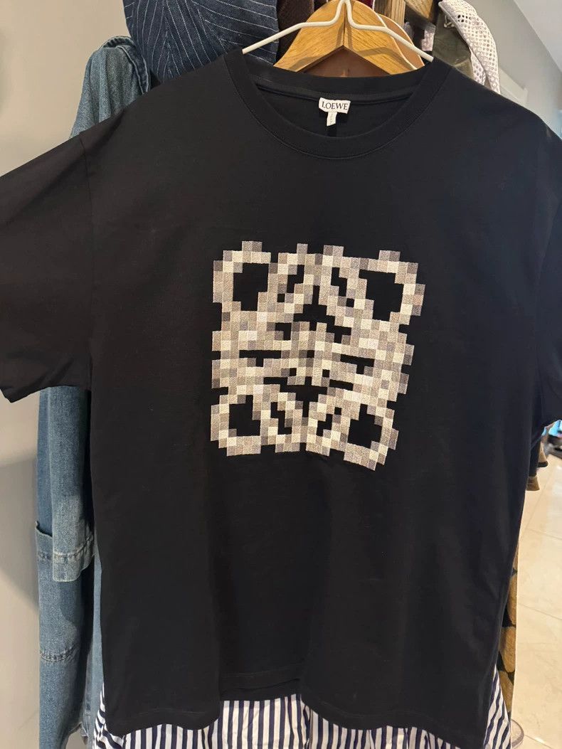 LOEWE Black pixelated short sleeve T-shirt