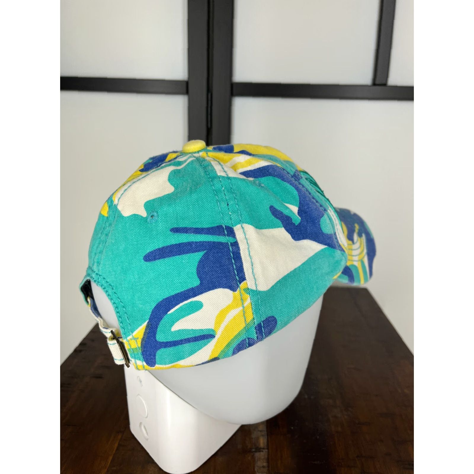 Vintage ROCK Hat Cap Strap Back Adult One Size Blue Yellow Embroidered Camo Cotton Size ONE SIZE - 7 Thumbnail