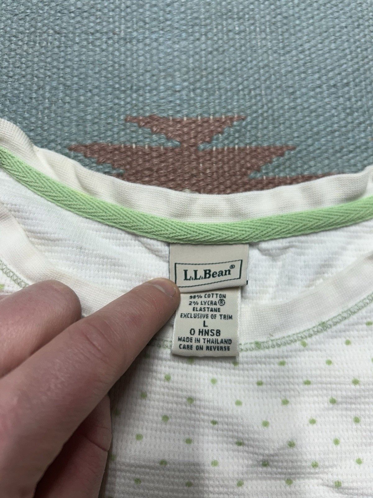 Vintage Vtg LL Bean waffle knit thermal shirt polka dots base large Size L / US 10 / IT 46 - 4 Thumbnail