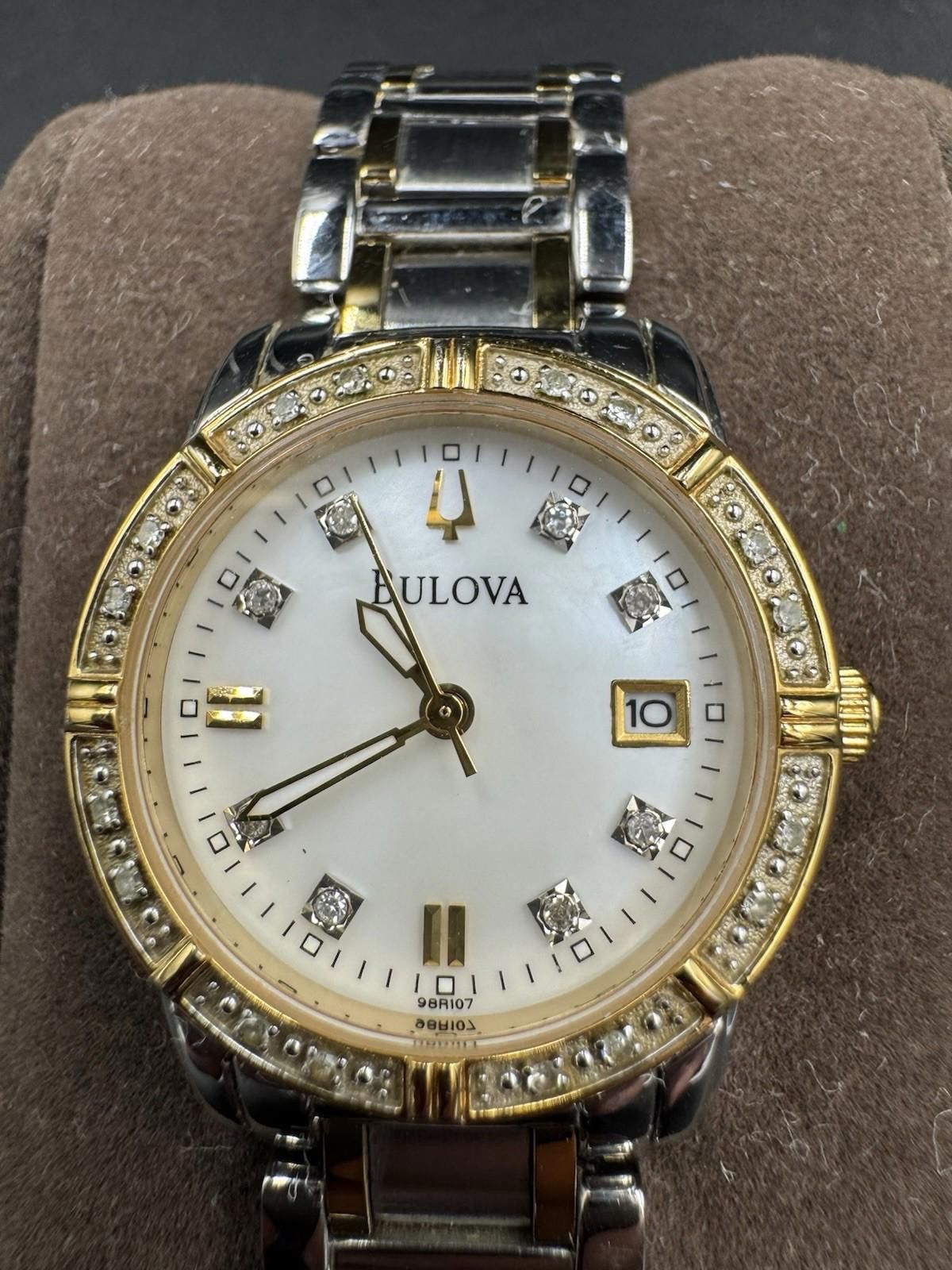 Bulova Bulova Watch Women 26mm Silver Gold Tone 98R107 MOP Diamond Size ONE SIZE - 2 Thumbnail