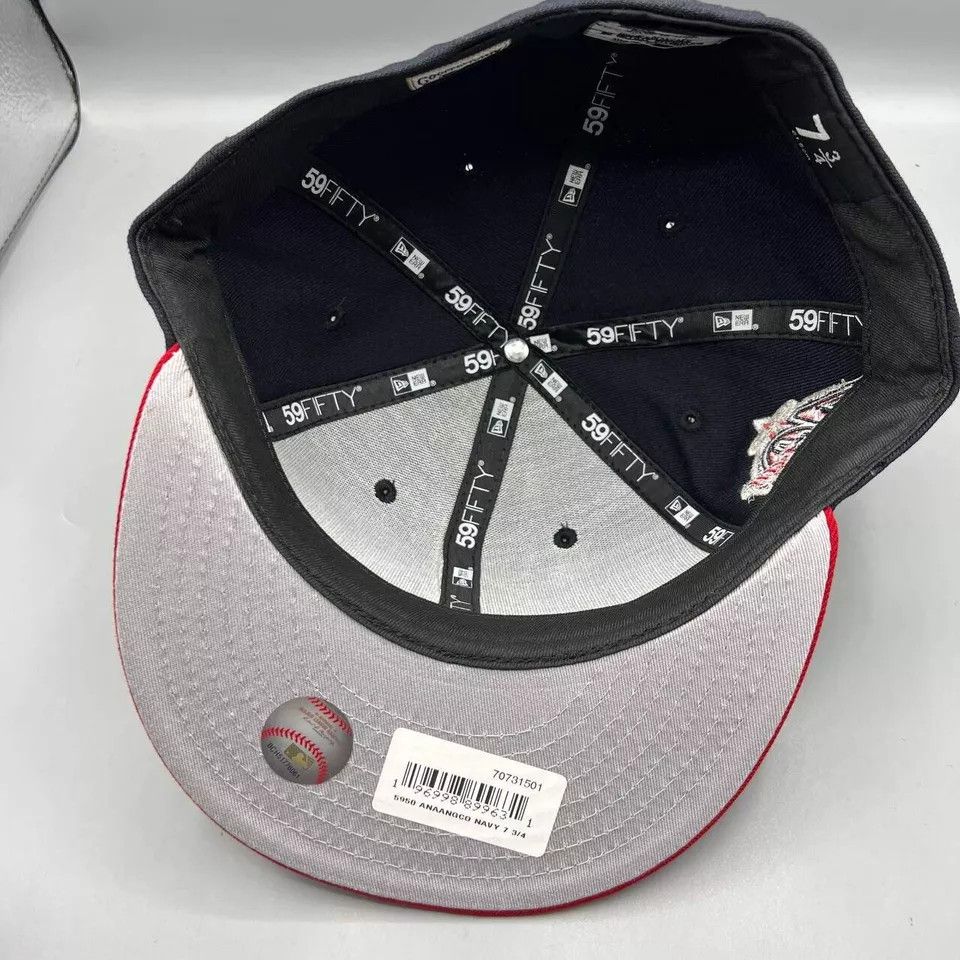New Era Los Angeles LA Angels Hat Men 7 3/4 Navy Red MLB Fitted Cap Size ONE SIZE - 2 Thumbnail