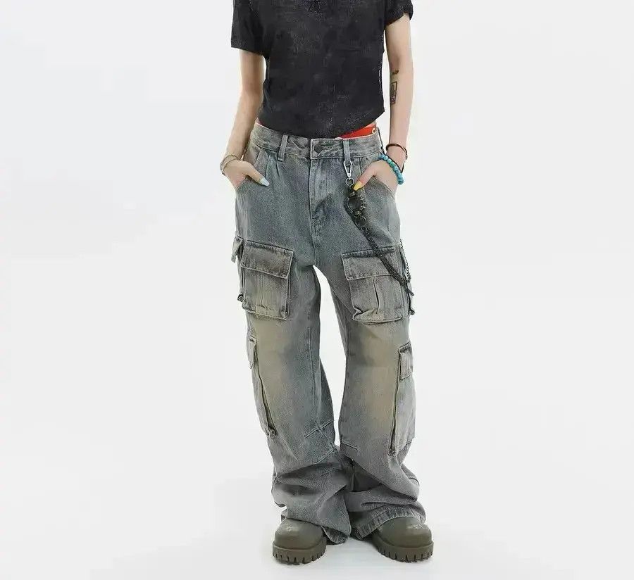Japanese Brand baggy street hip hop vintage wash y2k jeans Size US 32 / EU 48 - 2 Thumbnail