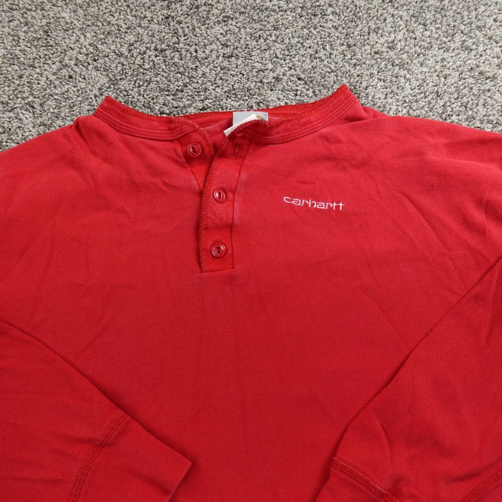 Carhartt VINTAGE Carhartt Shirt Mens 2XL Red Long Sleeve Henley Workwear Tee USA 90s Mens Size US XXL / EU 58 / 5 - 3 Thumbnail