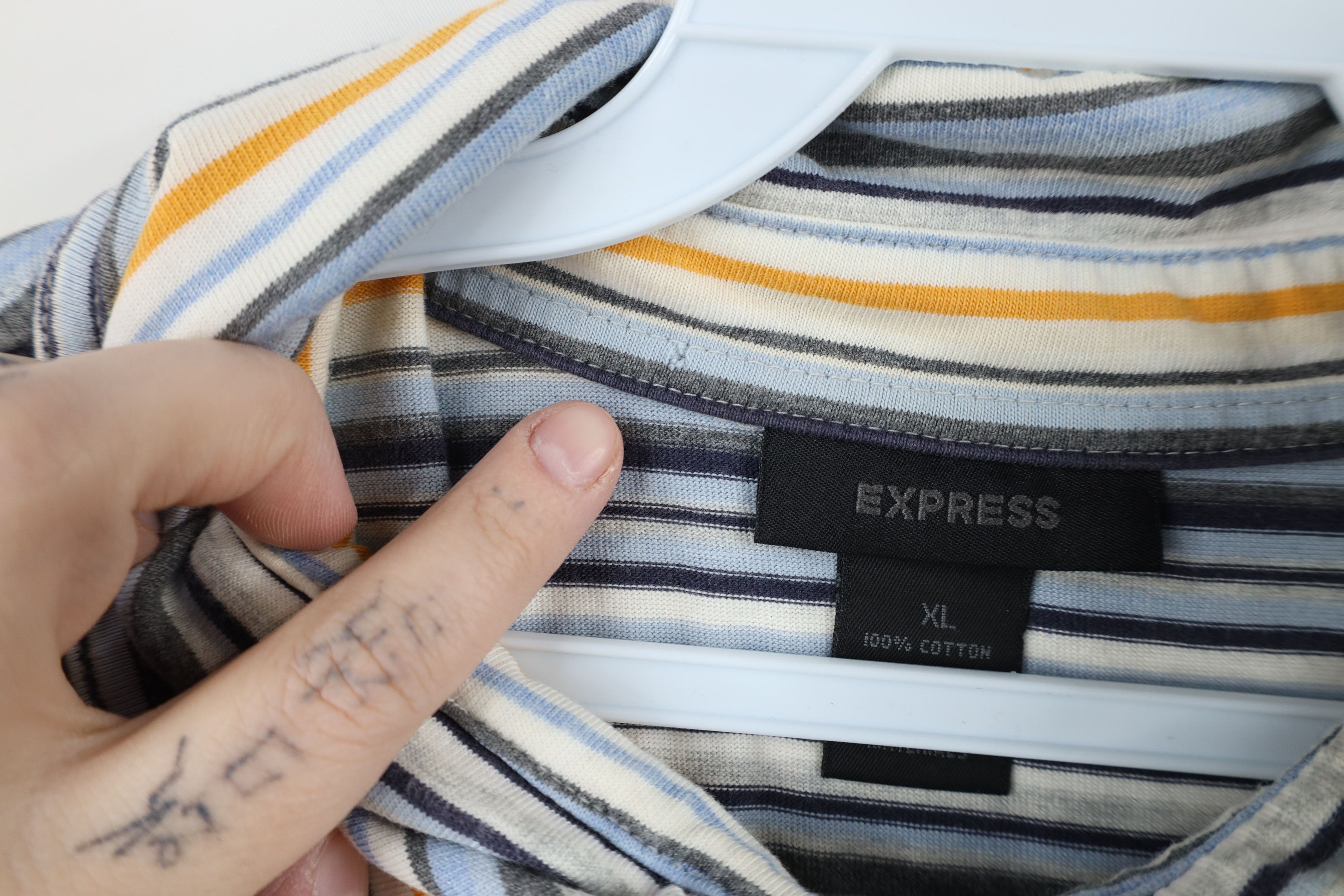 Express × Vintage Vintage Express Rainbow Striped Knit Collared Polo Shirt Size US XL / EU 56 / 4 - 6 Thumbnail