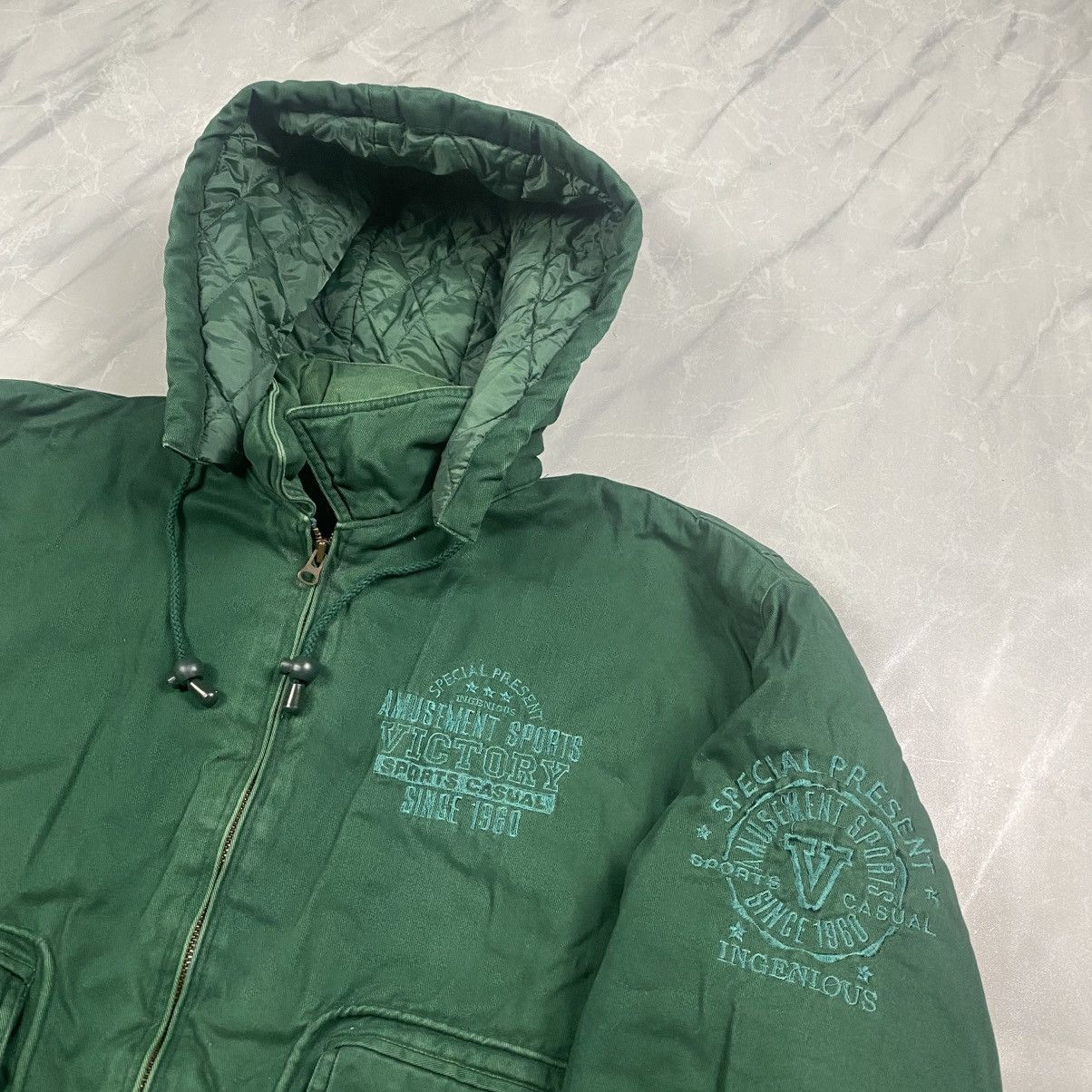 Japanese Brand Vintage 90s Whsky Jack Wide Boxy Hooded Bomber Size US XXL / EU 58 / 5 - 4 Thumbnail