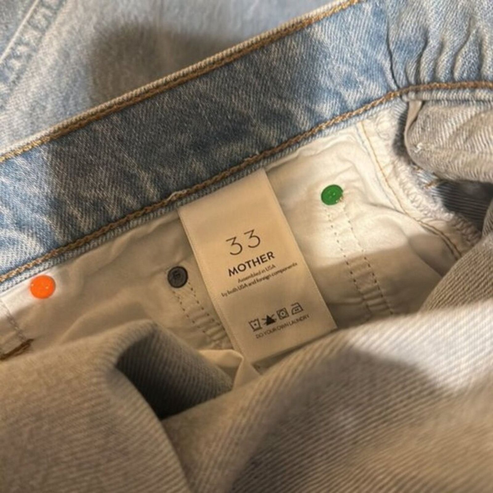 MOTHER Mother The Fun Dip Puddle Slice Distressed Jeans size 12 Size 33" - 9 Thumbnail