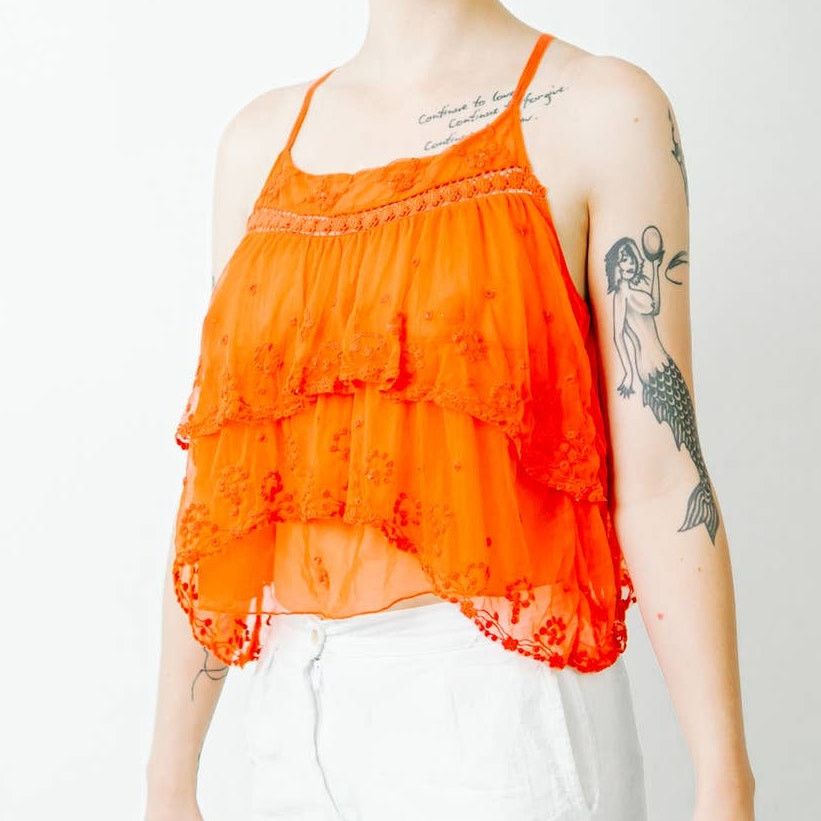 Free People Free People Lace Layered Halter Top - Large Size L / US 10 / IT 46 - 2 Thumbnail