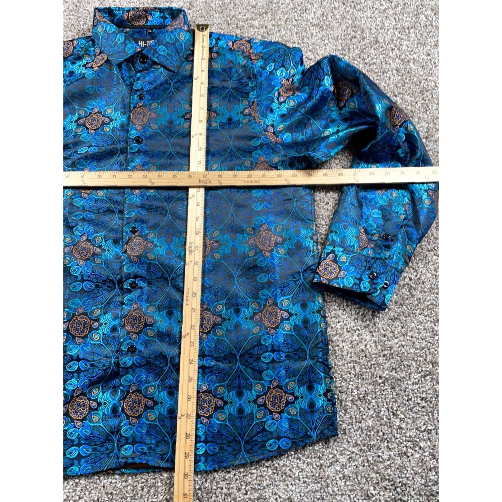 Gloverall Hi-Tie Sh​irt Adult XL Blue Paisley Pattern Bohemian Hippie Retro Casual Button-Up Shirt Mens XL Size US XL / EU 56 / 4 - 5 Thumbnail