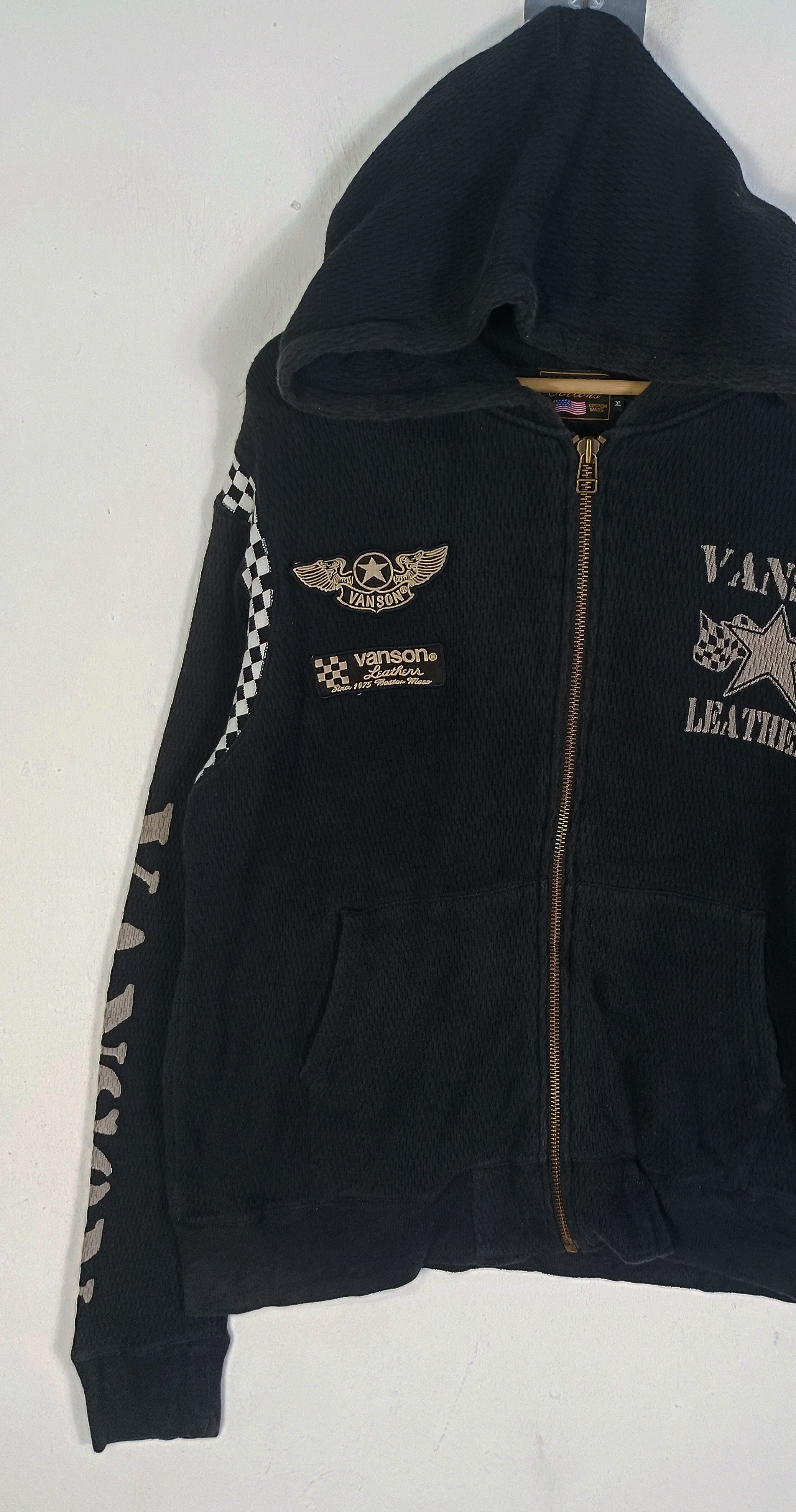 Vanson Leathers Boston Mass Motorcyle Zip Up Hoodie