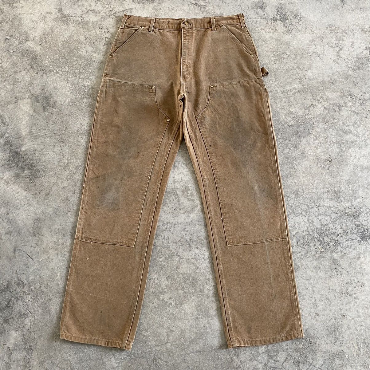 Carhartt VTG Carhartt Double Knee Faded Dirty Carpenter Work Pants Size US 35 - 1 Thumbnail