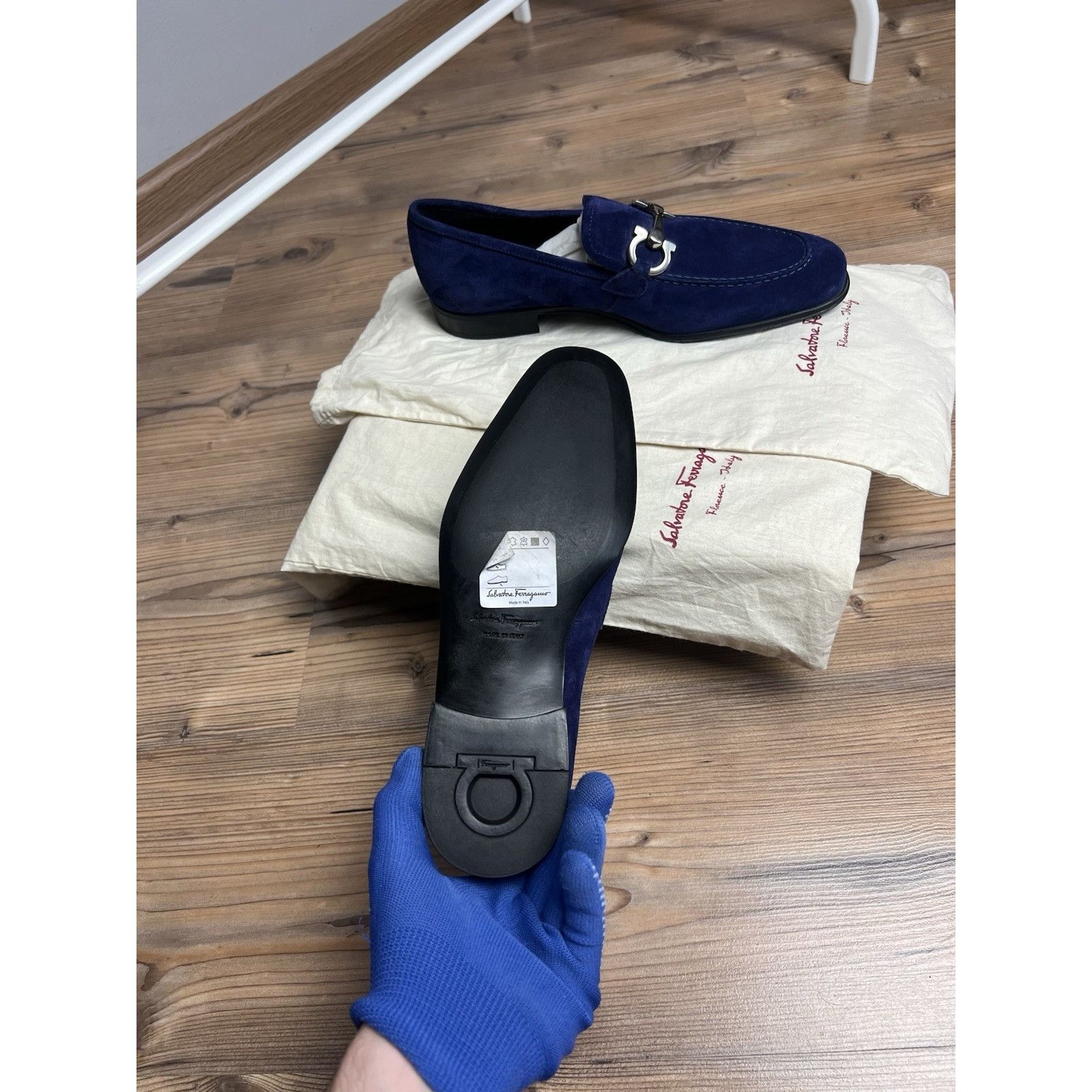 Salvatore Ferragamo NWT Salvatore Ferragamo Men's Blue Flori 2 Suede Loafers Sho Size US 6 / EU 39 - 6 Thumbnail