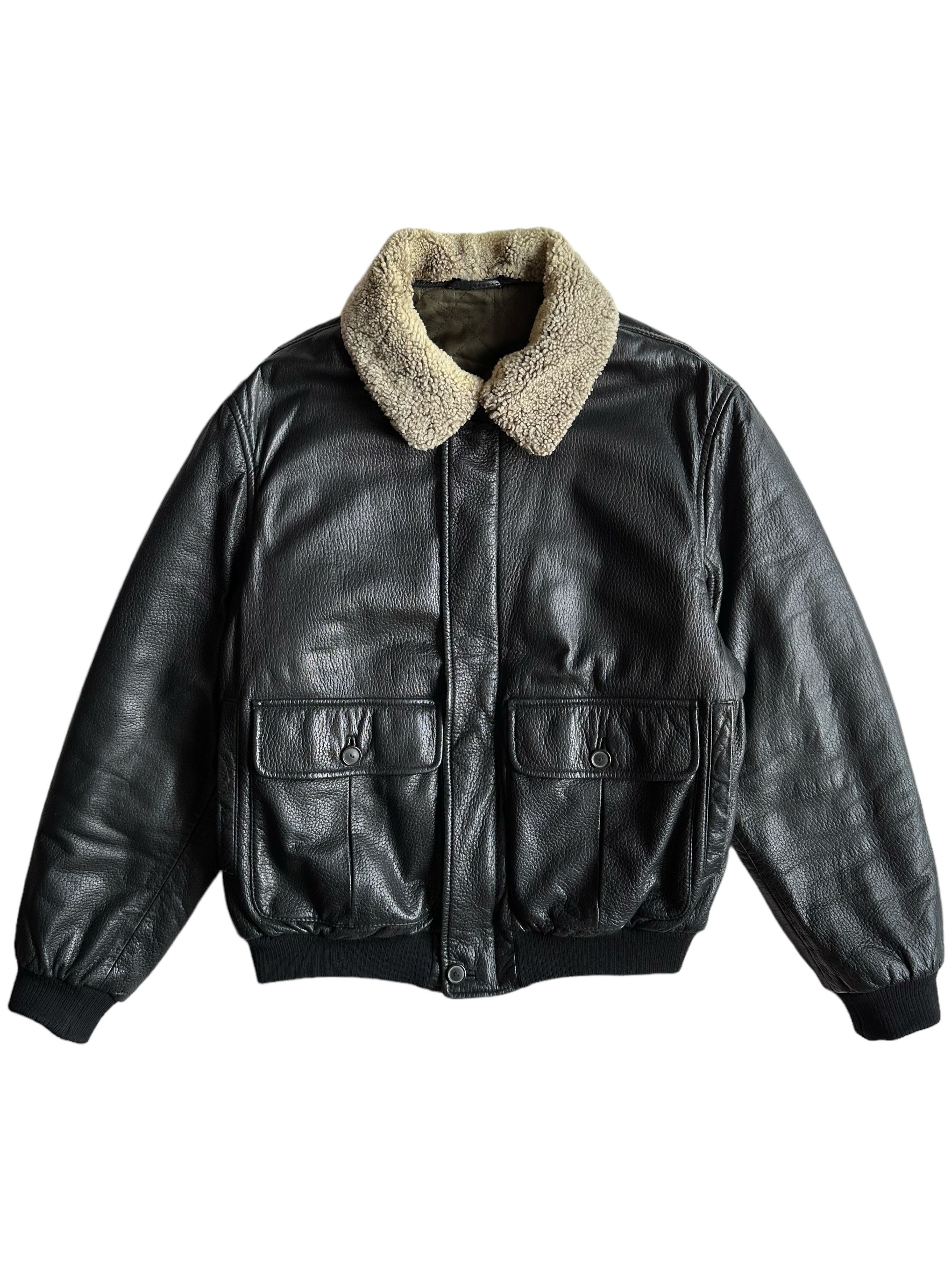 Mandelli Enrico Mandelli Black Leather Aviator Jacket (IT50/M-L) Size US M / EU 48-50 / 2 - 2 Thumbnail