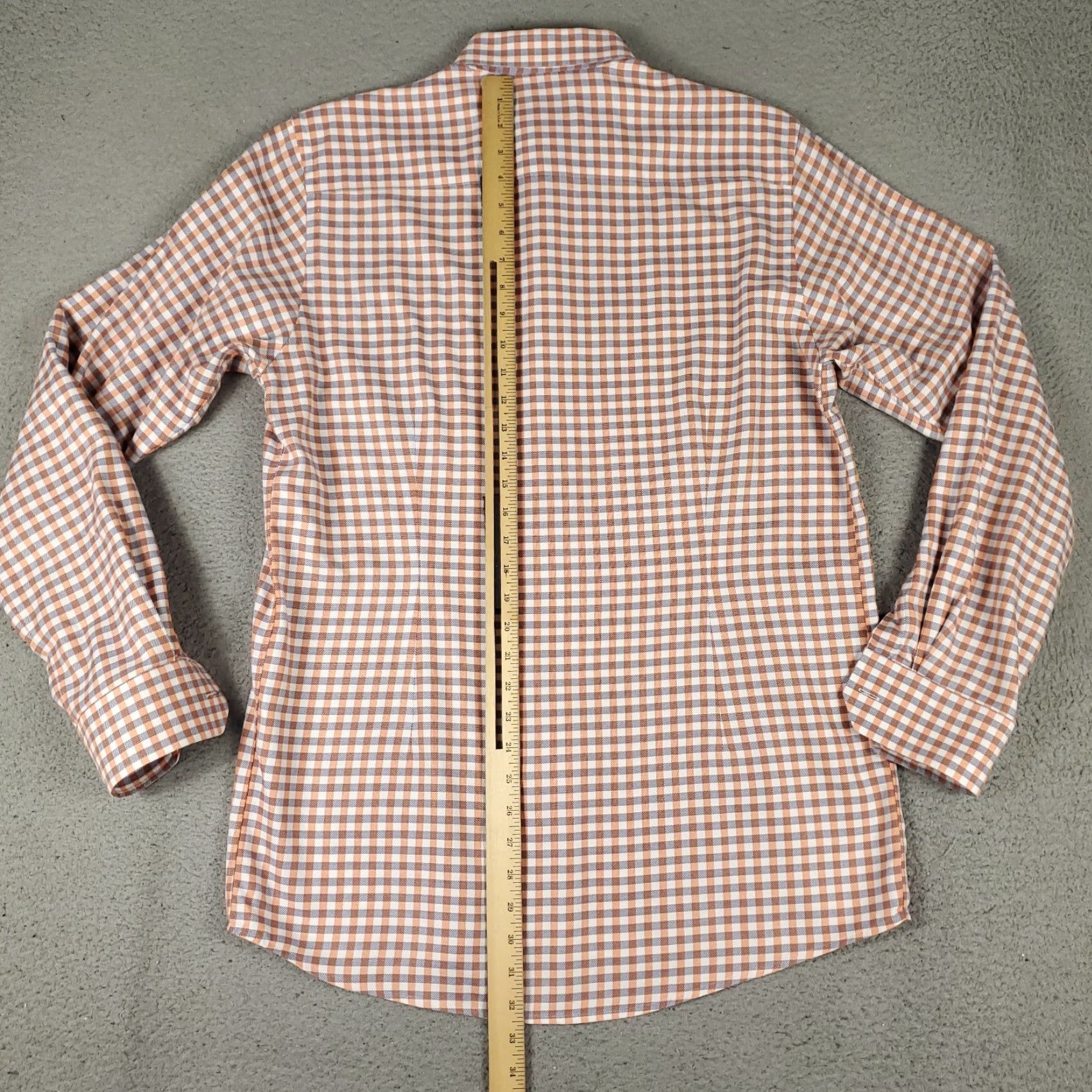 Eton Eton Shirt Mens Size 16 41 Large Orange Check Dress Shirt Button Up Contemporary Casual Business Workwear Mens Regular Long Sleeve Cotton 100% Size 42R - 4 Thumbnail