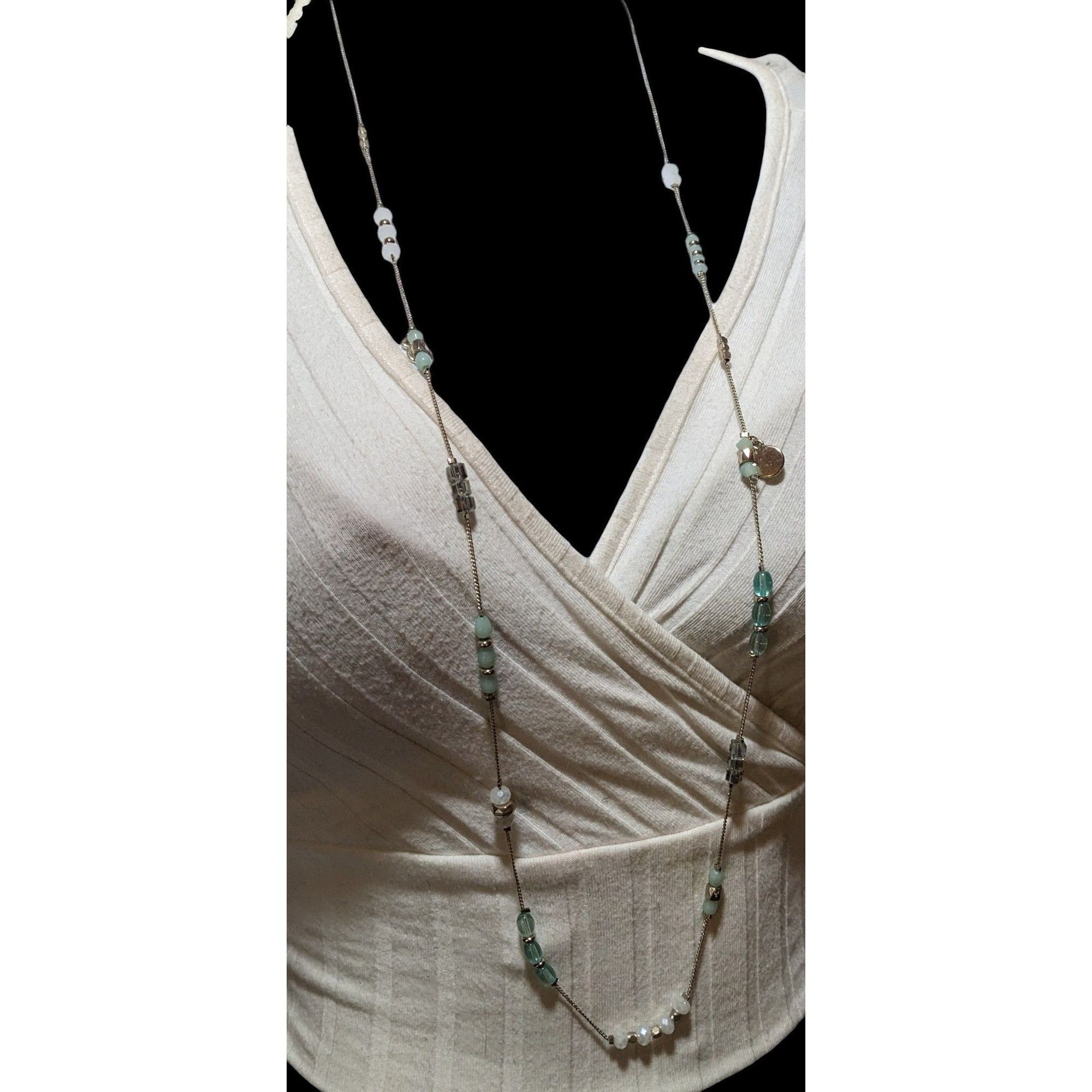 Other Minimalist Blue And Gold Beaded Station Necklace Size ONE SIZE - 8 Thumbnail