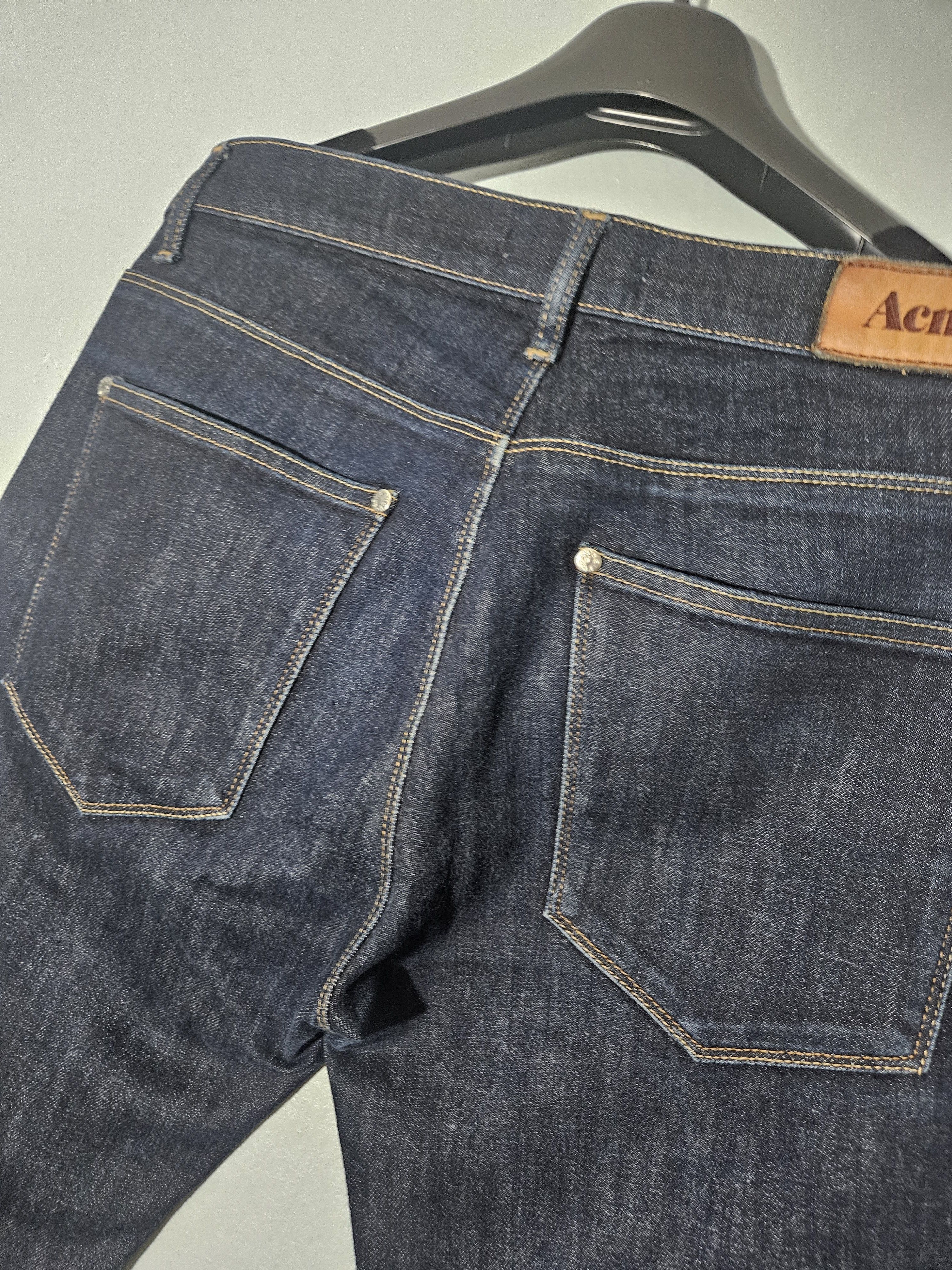 Acne Studios Max Soft Raw Leather Back Patch Blue Denim Jeans Size US 31 - 3 Thumbnail