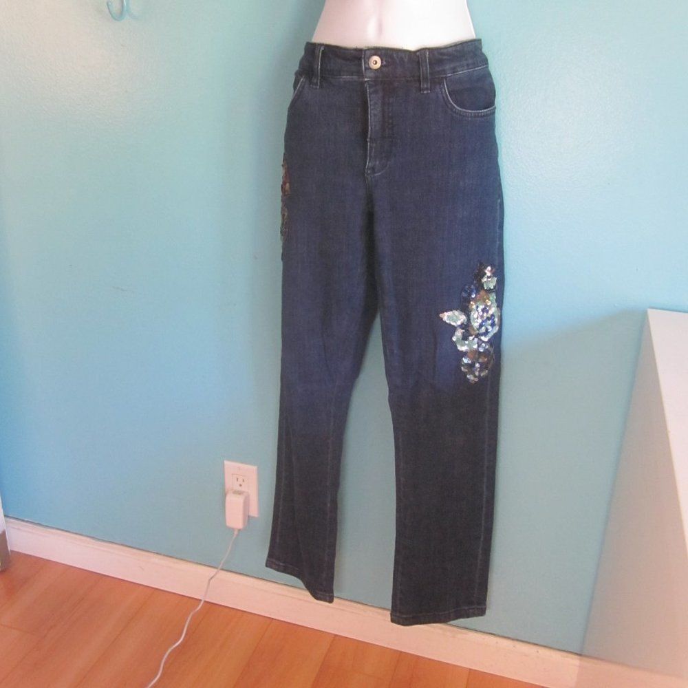 Anthropologie Anthropologie Pilcro Size 28 Boyfriend Jeans with Sequin Design Size 28" / US 6 / IT 42 - 12 Thumbnail