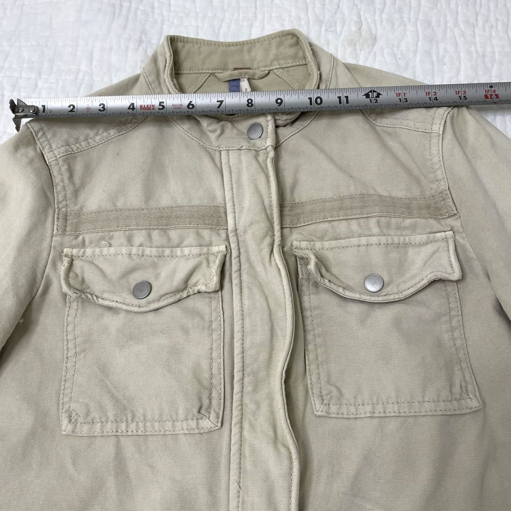 Free People Free People Military Jacket Womens Size S Khaki Tan Cargo Boho Utility Military Style Army Pockets Short Jacket Beig e Beige (adjusted for clarity) Size S / US 4 / IT 40 - 6 Thumbnail