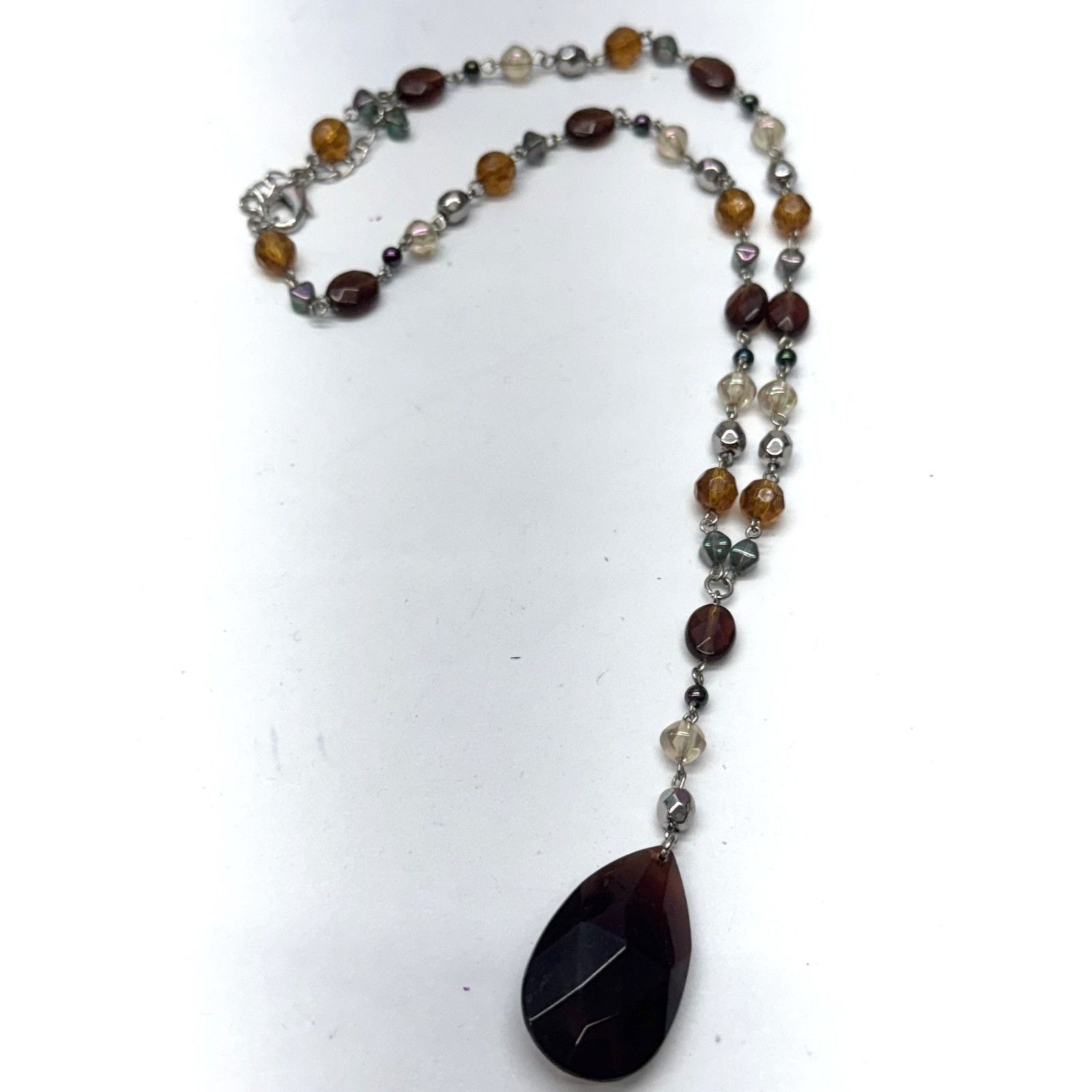 Vintage Vintage acrylic crystal chain beaded pendant necklace Size ONE SIZE - 1 Thumbnail