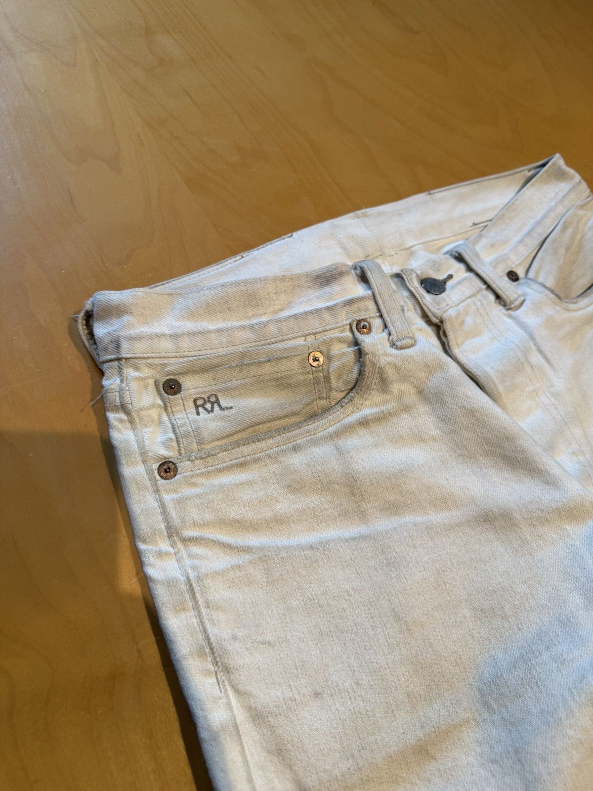 RRL Ralph Lauren RRL cream selvedge DENIM Slim fit Size US 30 / EU 46 - 5 Thumbnail