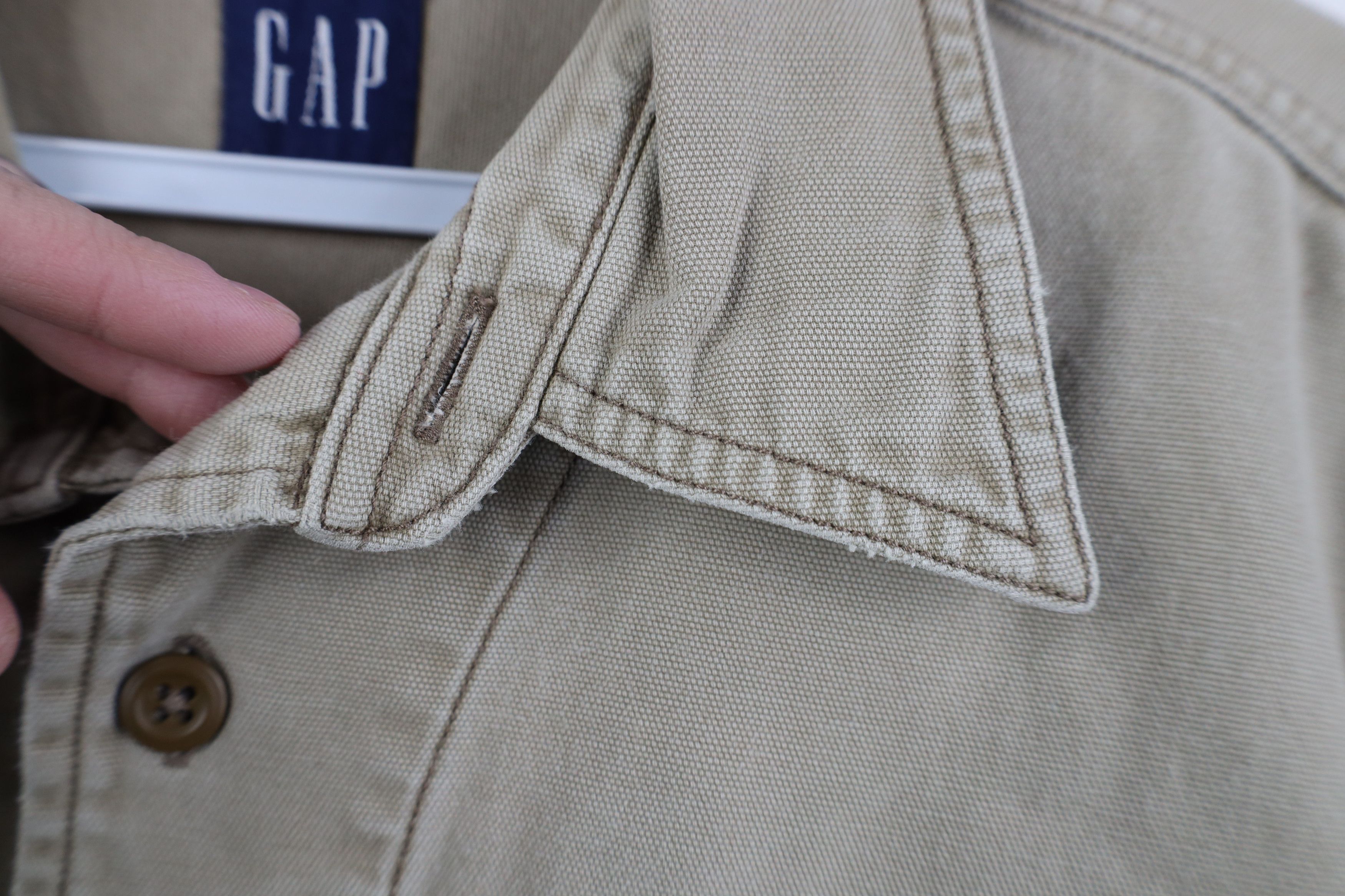 Gap Vintage 90s Gap Heavyweight Collared Button Shirt Beige Size US M / EU 48-50 / 2 - 7 Thumbnail