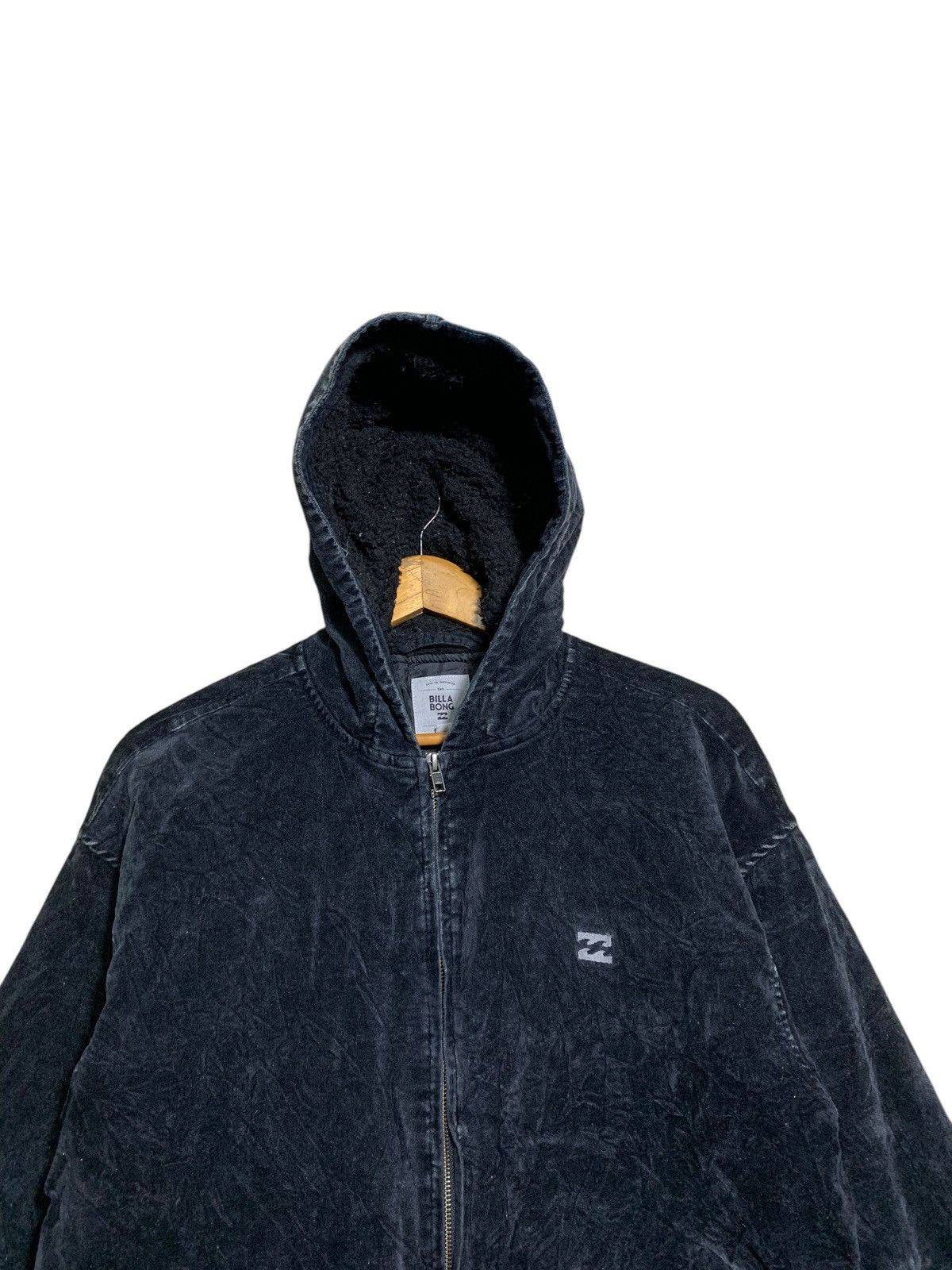 Billabong 🔥BILLABONG BLACK WASHED VELVET HOODIE Size US M / EU 48-50 / 2 - 4 Thumbnail