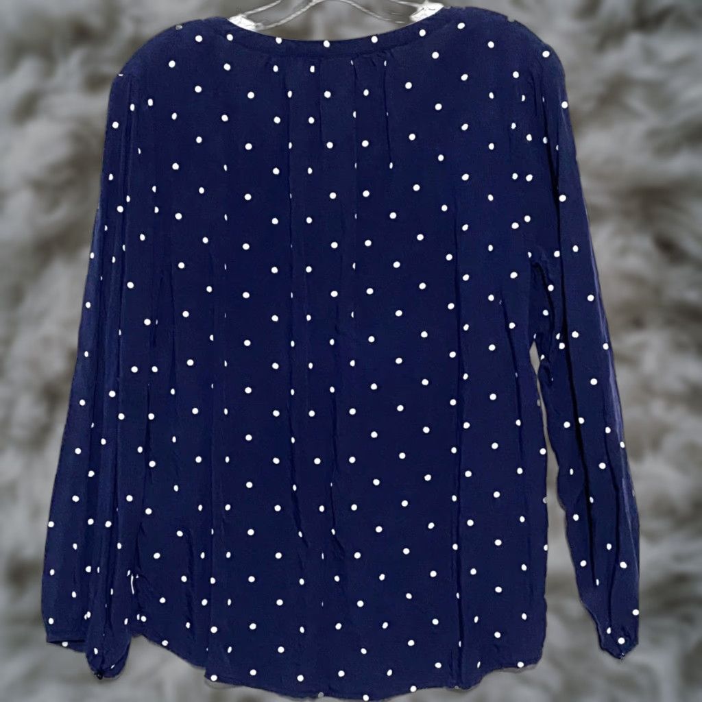 Old Navy Old Navy Polka Dot Navy White Popover Blouse Womens L Career Lagenlook Nautical Shirt Ladies L Navy White Polka Dot Popover Blouse Womens L Size L / US 10 / IT 46 - 1 Thumbnail