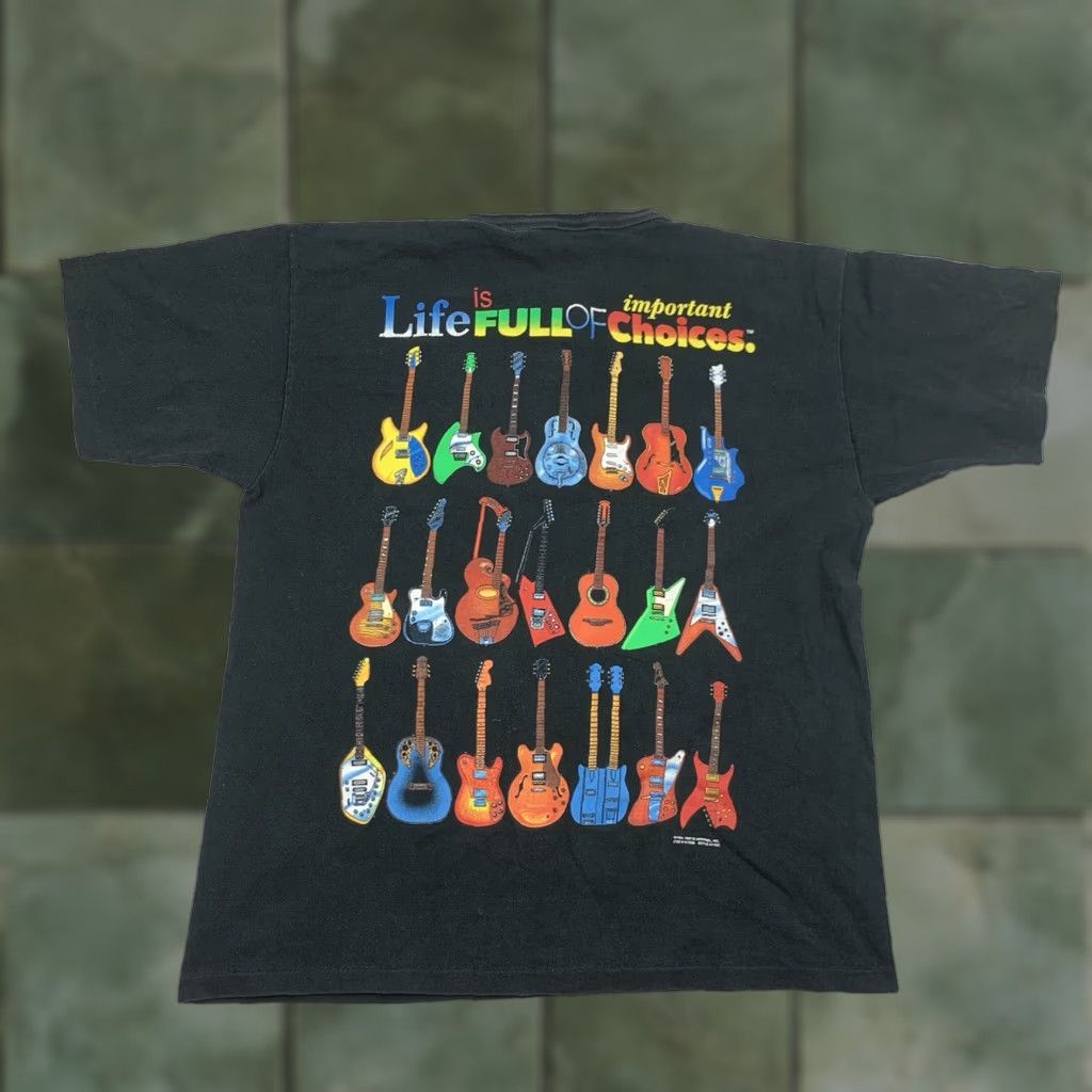 Vintage Vintage Guitar T Shirt Adult Large Black Life is Full of Choices Henley Neck 90s Size US L / EU 52-54 / 3 - 1 Thumbnail