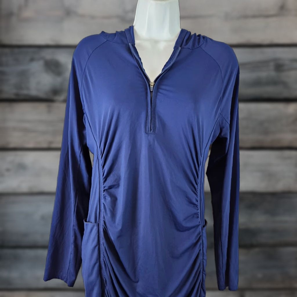 Vintage VINTAGE Title Nine Womens Airess Cover Up Sz Medium Blue Pockets Ruched Long Sleeve Size M / US 6-8 / IT 42-44 - 1 Thumbnail
