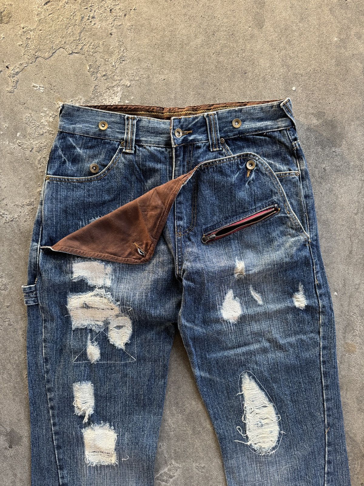 Japanese Brand Vintage Nir Distress Badges Jeans Size US 33 - 2 Thumbnail