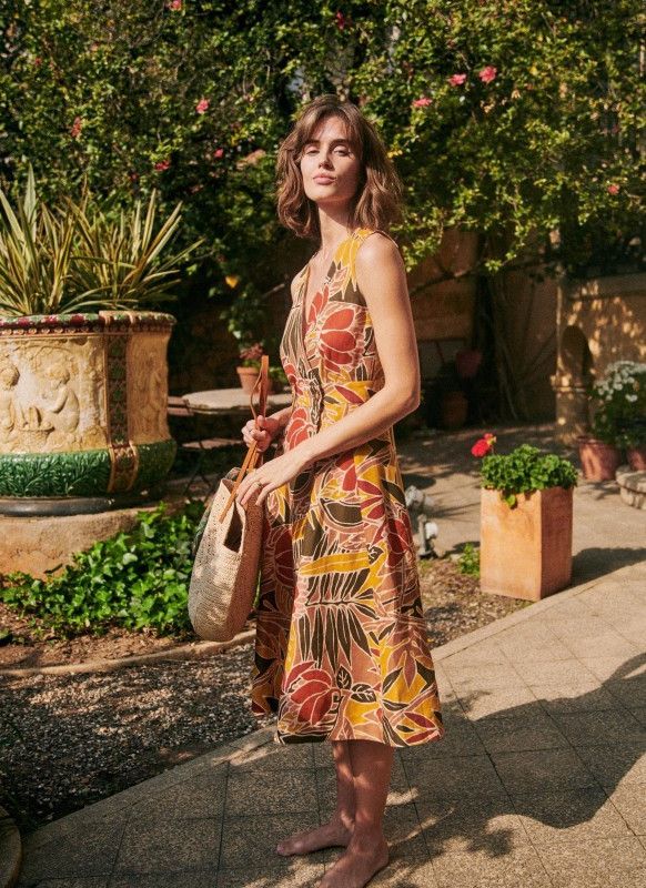 Sezane Sezane Mathilda Linen Blend Floral Dress EU 40 Size M / US 6-8 / IT 42-44 - 1 Thumbnail