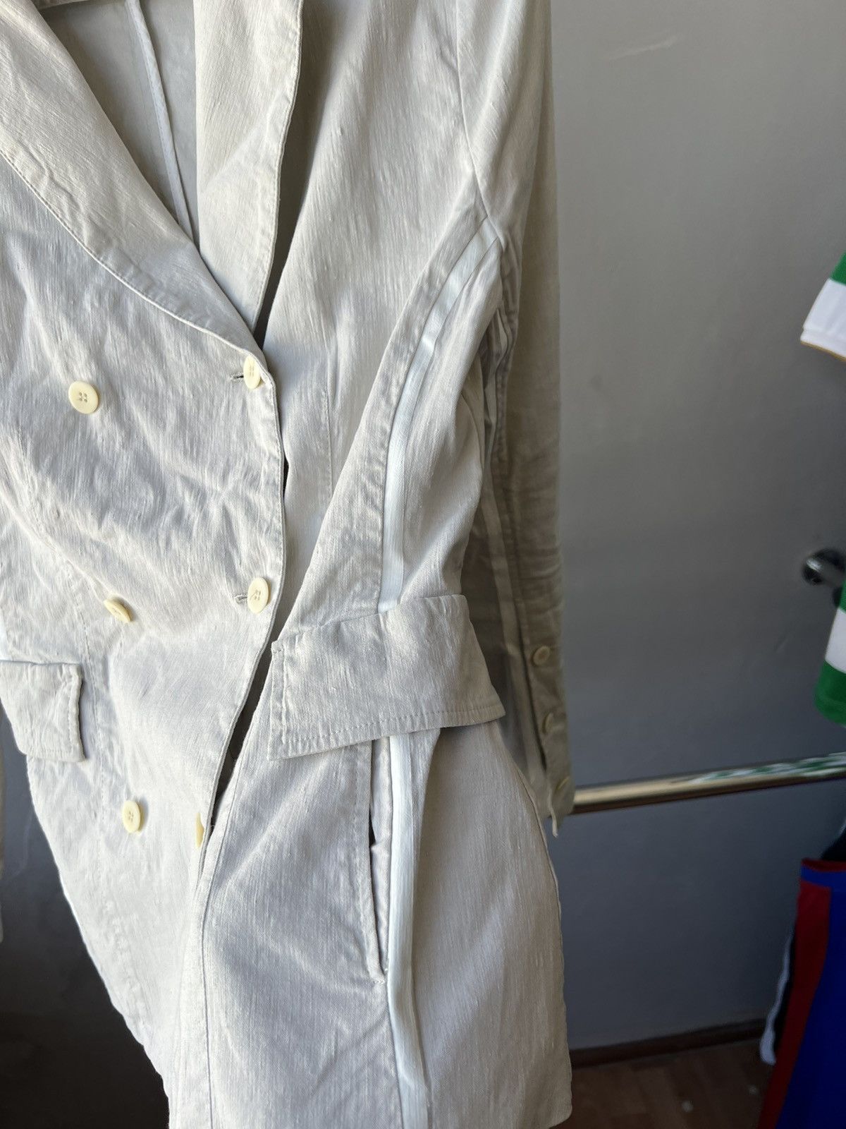 Annette Gortz ANNETTE GORTZ AVANTGARDE DOUBLE-BREASTED LINEN BLAZER JACKET Size XS / US 0-2 / IT 36-38 - 10 Thumbnail