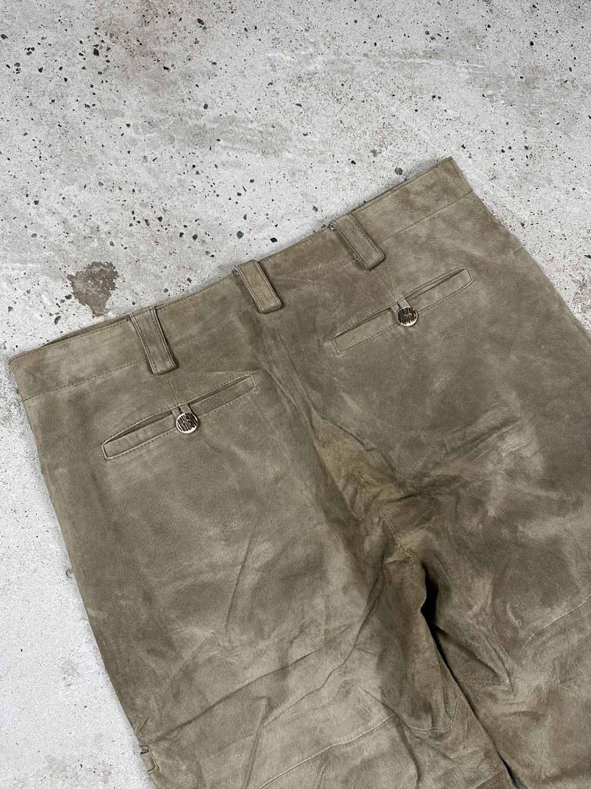 Genuine Leather × Vintage Vintage 90s Beige Suede Leather Cargo Pants Size US 36 / EU 52 - 16 Thumbnail