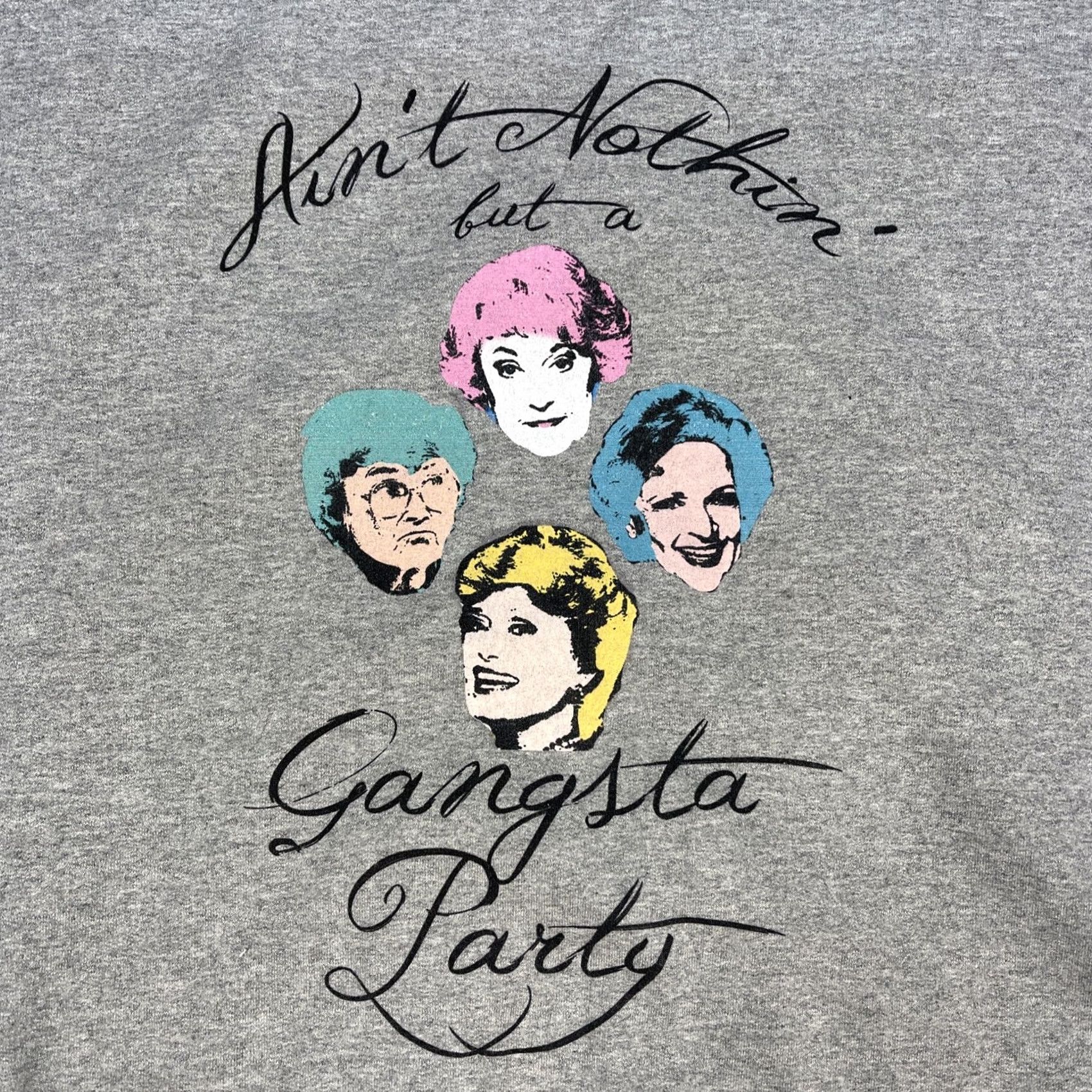 Gildan VINTAGE Golden Girls Sweatshirt XL Nothin But A Gangsta Party Y2K Betty White Gildan Crew Neck Pullover Graphic Print Unisex Adults Gray Size US XL / EU 56 / 4 - 5 Thumbnail