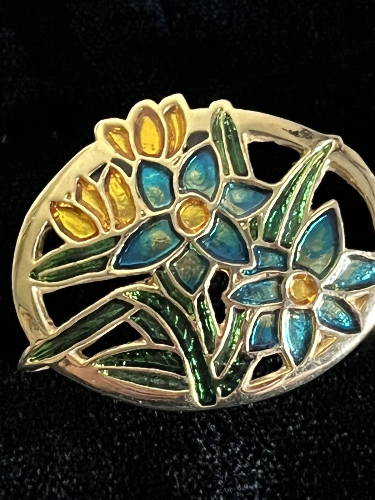 Other Vintage 1980s Cloisonné Enamel Floral Oval Post Earrings Size ONE SIZE - 3 Thumbnail