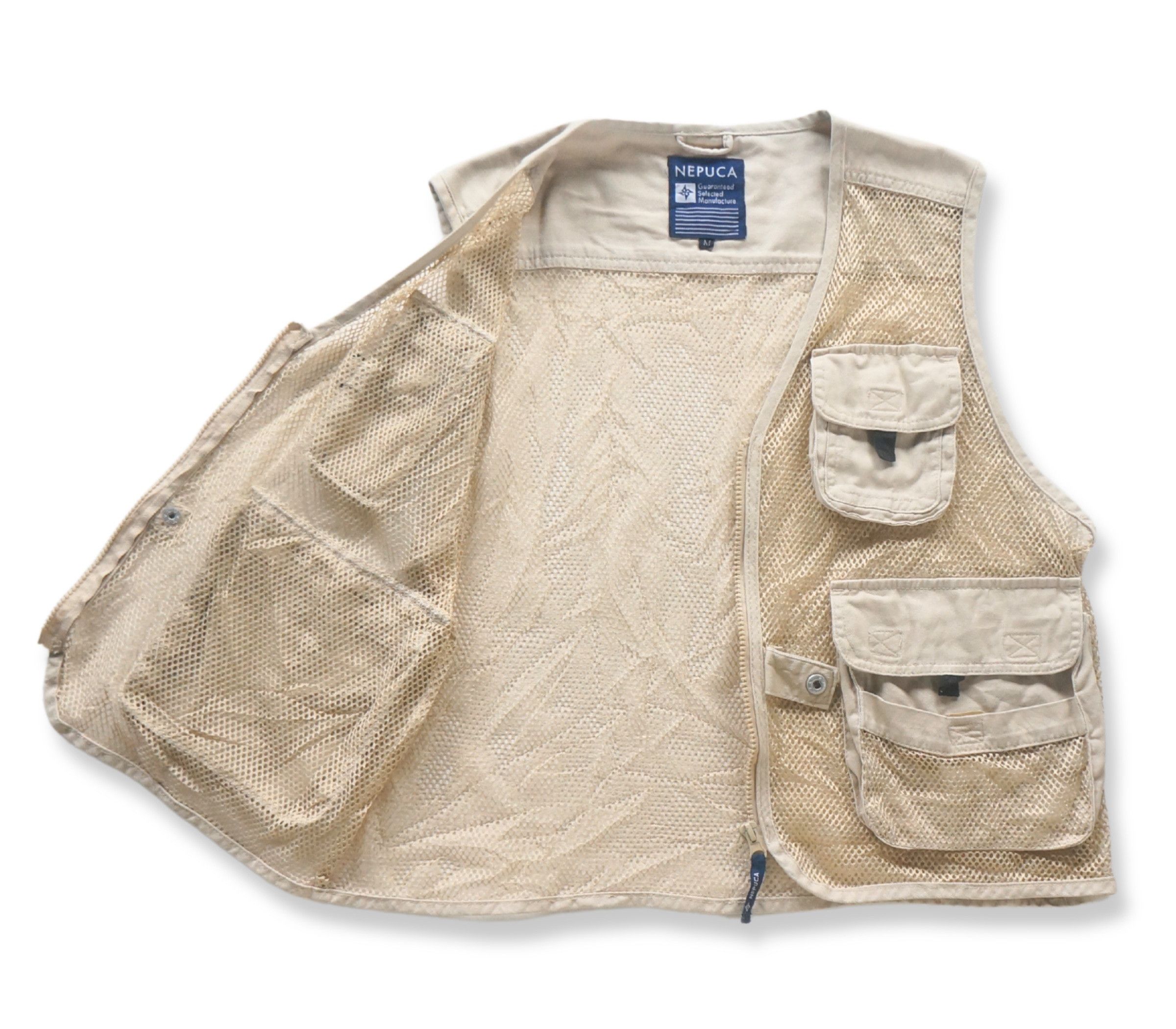 Japanese Brand Nepuca Multi-Pockets Beige Mesh Vest Size US M / EU 48-50 / 2 - 6 Thumbnail