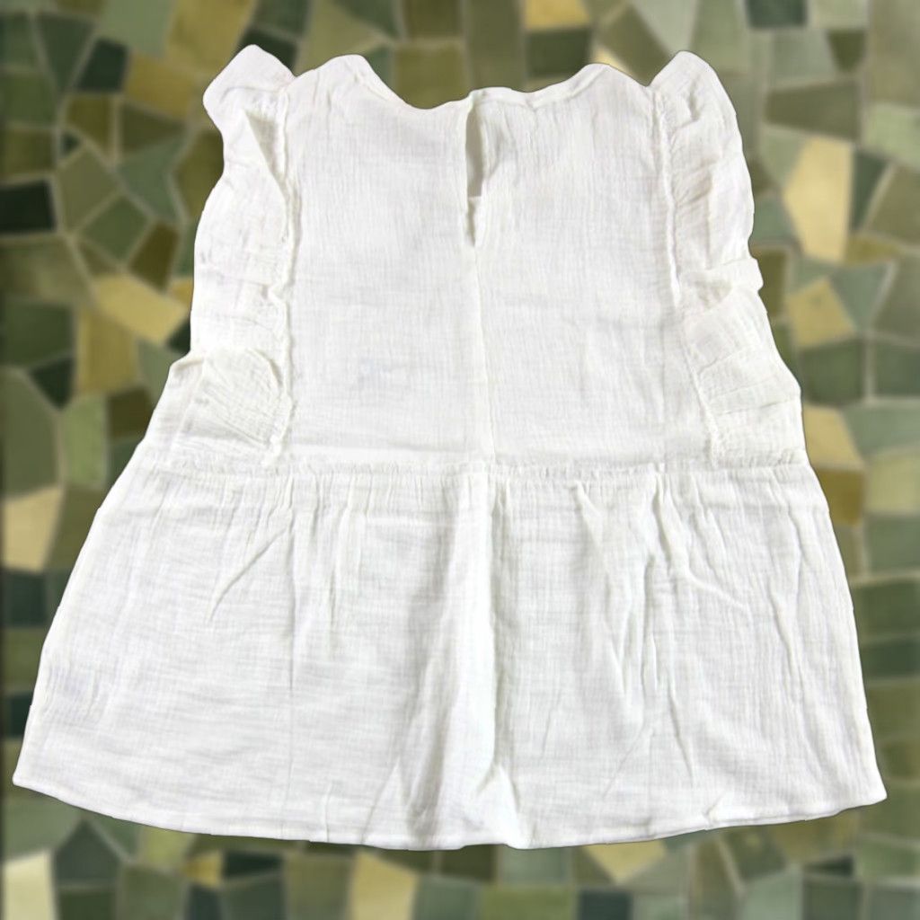 Vintage NWT New In White Cotton Gauze Short Sleeve Cap Ruffle Sleeve Peasant Blouse M Size M / US 6-8 / IT 42-44 - 1 Thumbnail