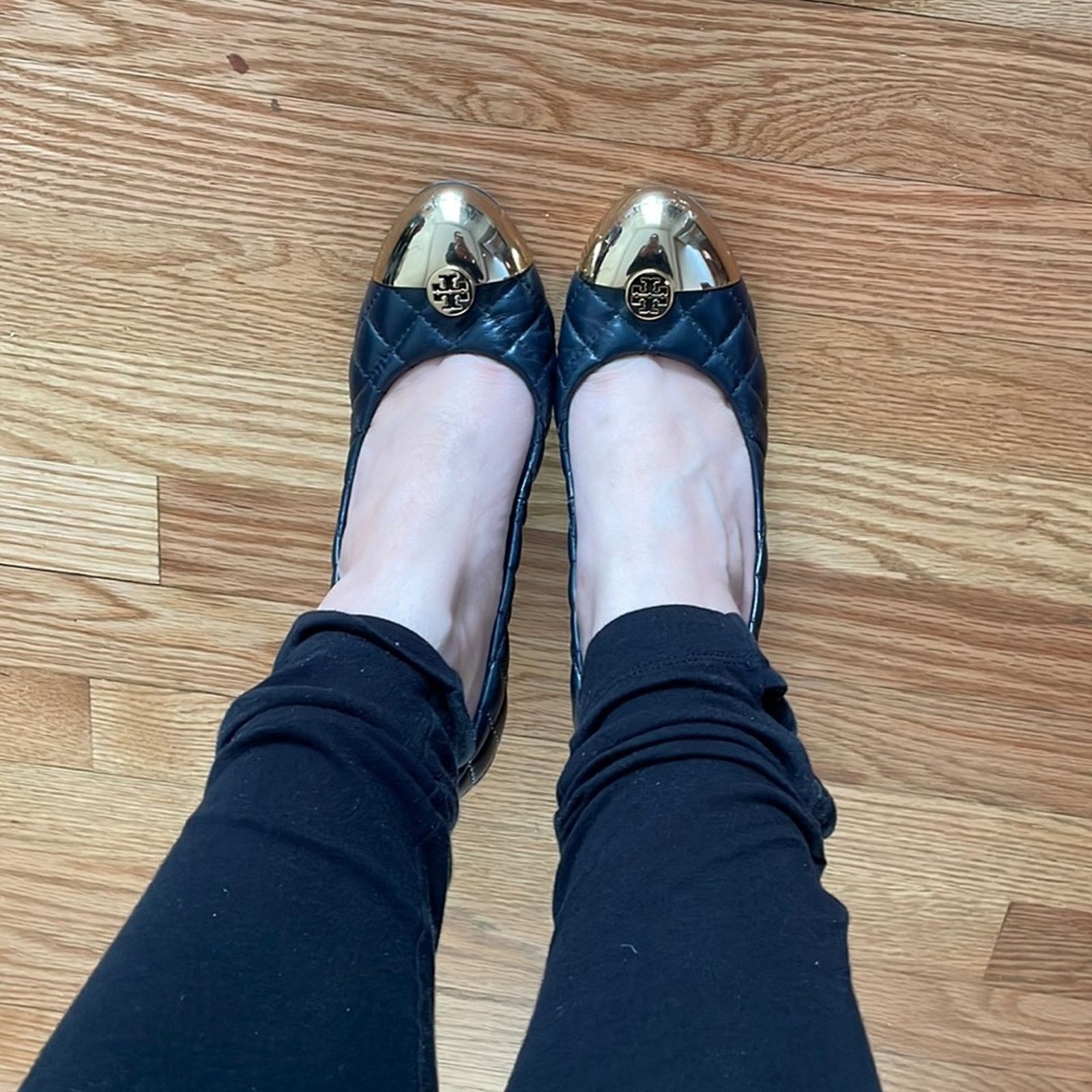Tory Burch Tory Burch Kaitlin black quilted gold leather wedge 7 Size US 7 / IT 37 - 7 Thumbnail