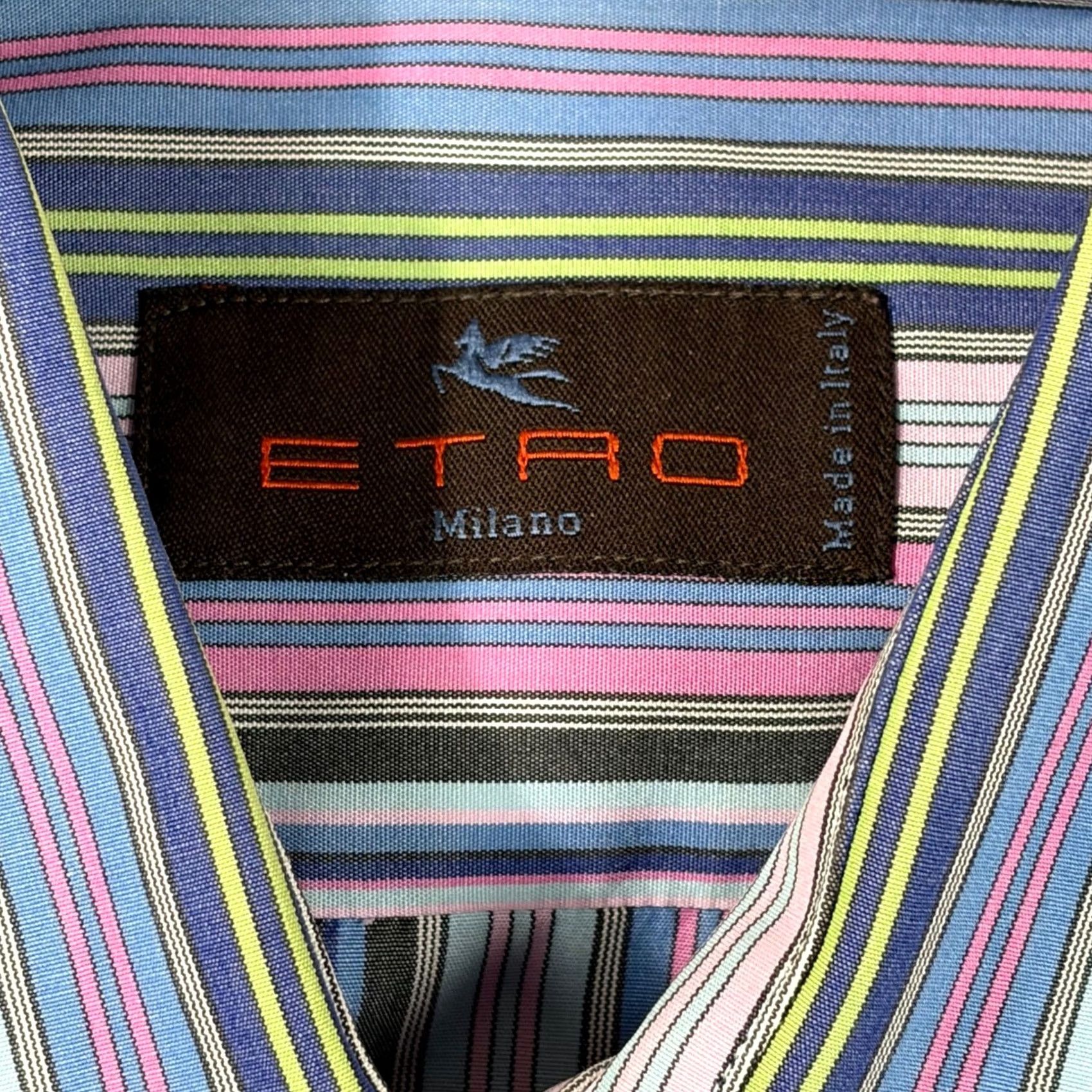Etro Etro Milano Mens Multi Color Vertical Stripe Button Down Shirt Made in Italy Size US M / EU 48-50 / 2 - 5 Thumbnail