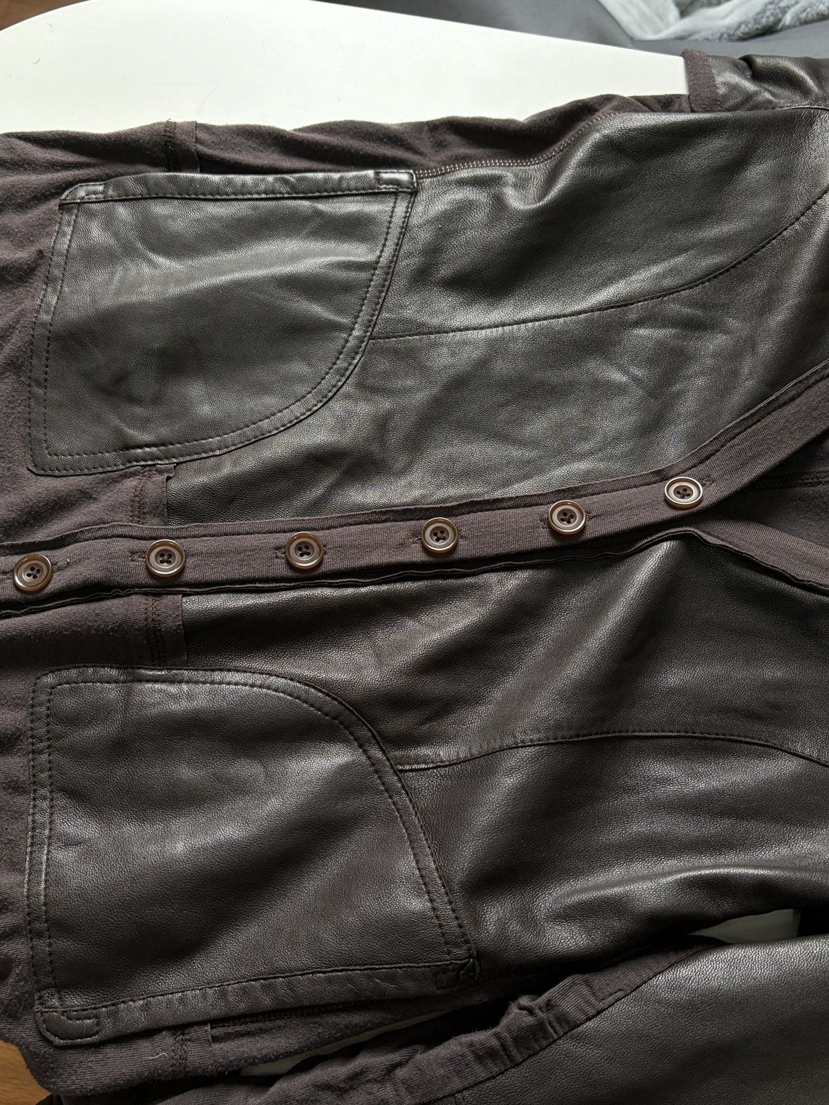 Armani Armani Jeans Brown Ovine Leather Mixed Media Cardigan Size S / US 4 / IT 40 - 11 Thumbnail