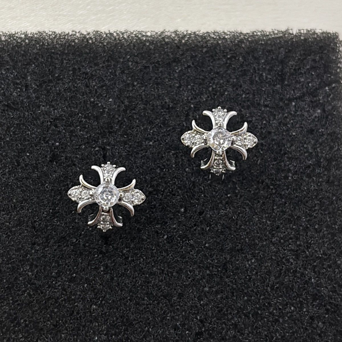 13mm CZ Cross Hoop Earrings for Men Women Hip Hop Unisex